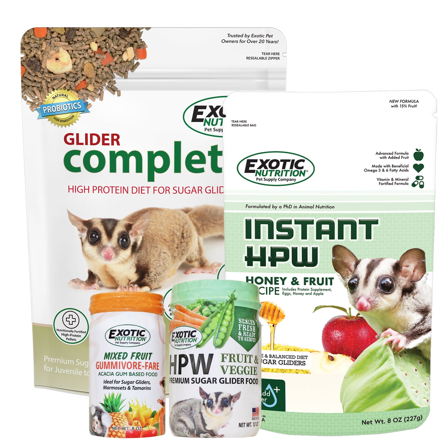 Premium Glider Complete Food Starter Kit - Healthy & Nutritious Diet for Sugar Gliders - Perfect for New Owners & Daily Feeding