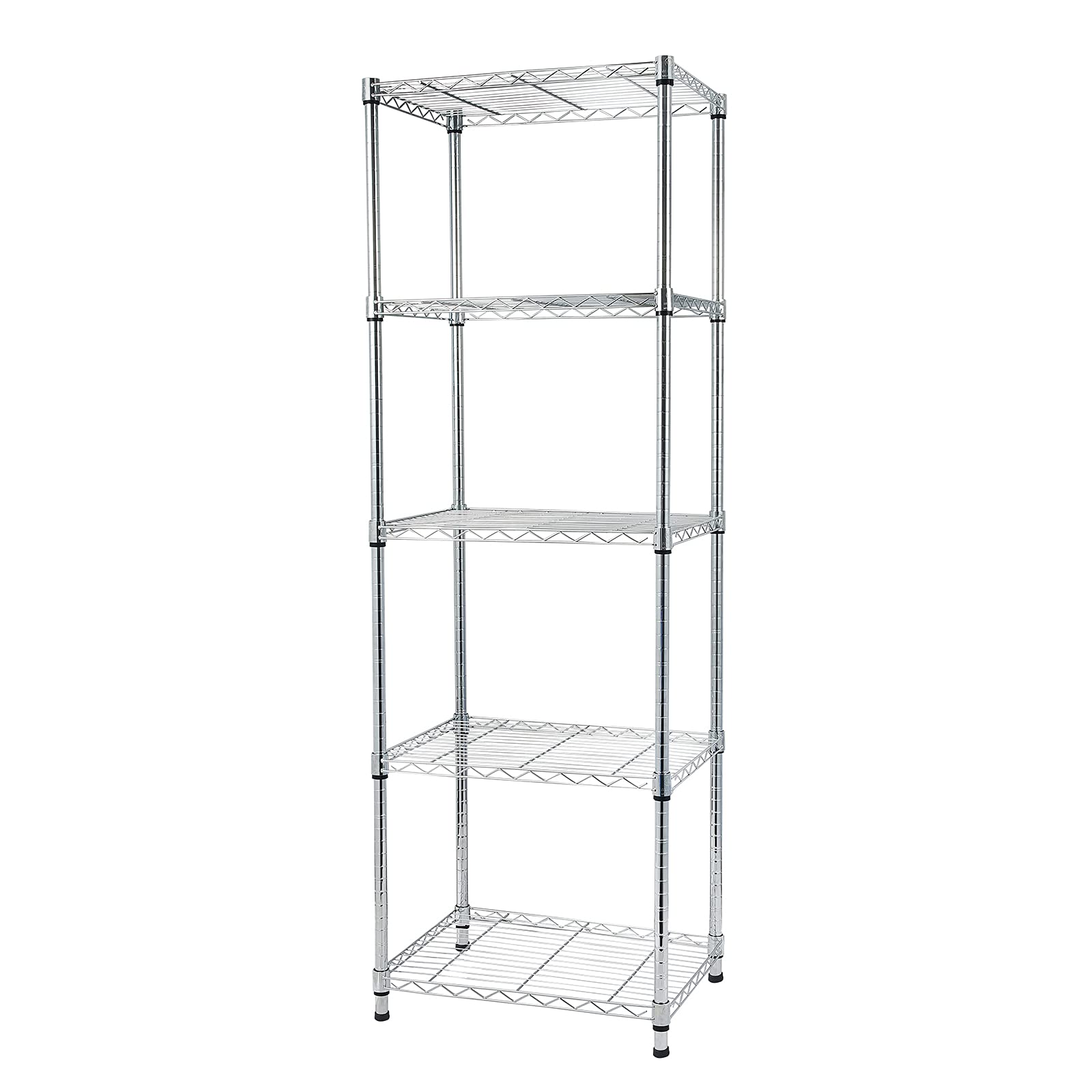 5-Tier Adjustable Metal Storage Shelf - Heavy Duty Wire Shelving Unit for Pantry, Closet, Kitchen, Laundry & Bathroom Organization (Silver) - Perfect for Home Storage & Commercial Use