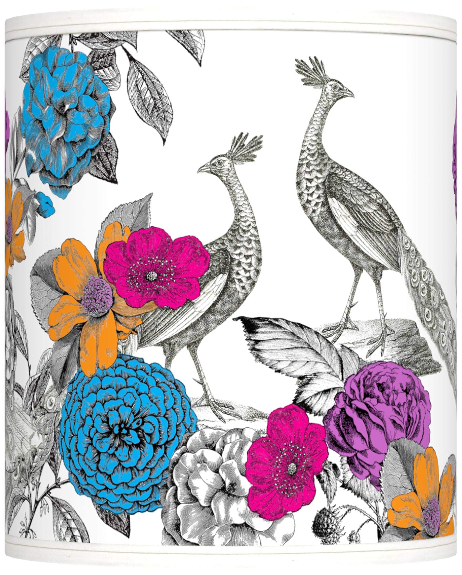 Peacock Garden Cylinder Lamp Shade - 10
