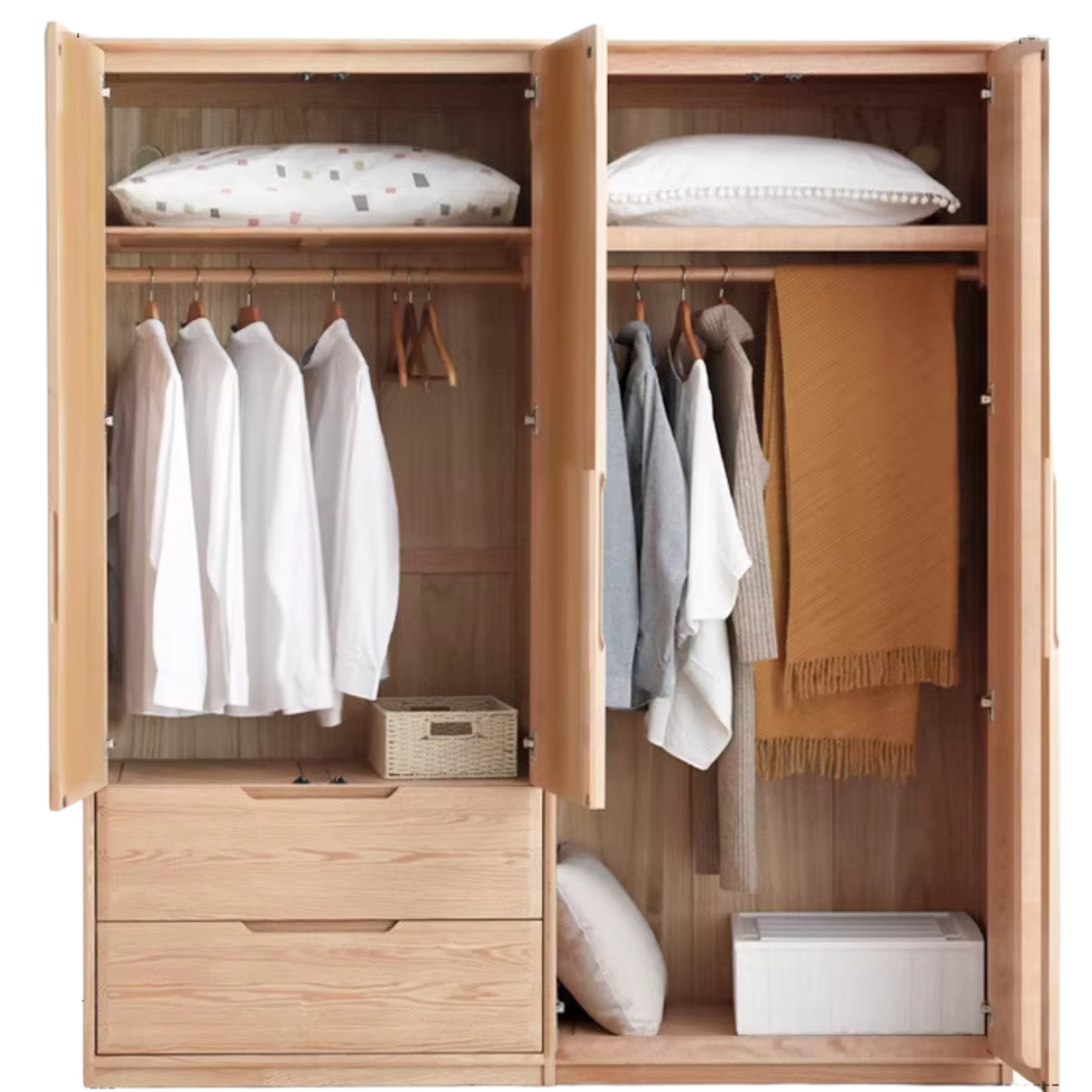 Solid Oak Wood Wardrobe - Spacious Storage for Bedroom, Closet & Home Organization | Durable & Stylish Furniture for Modern Living Spaces