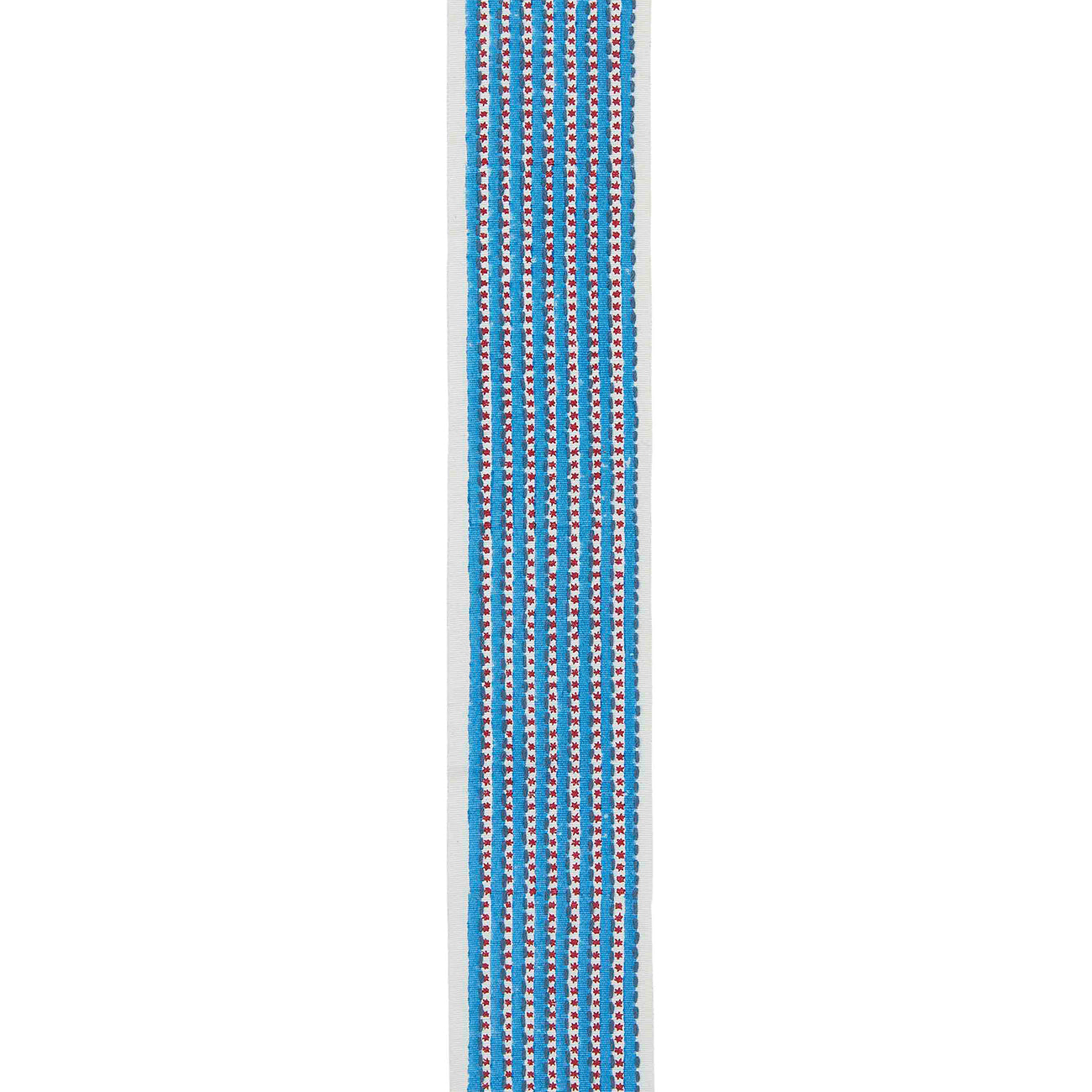 Blue and Red Block Printed Cotton Embroidery Trim Stripe with Dots - Perfect for DIY Crafts, Home Decor, and Fashion Accessories