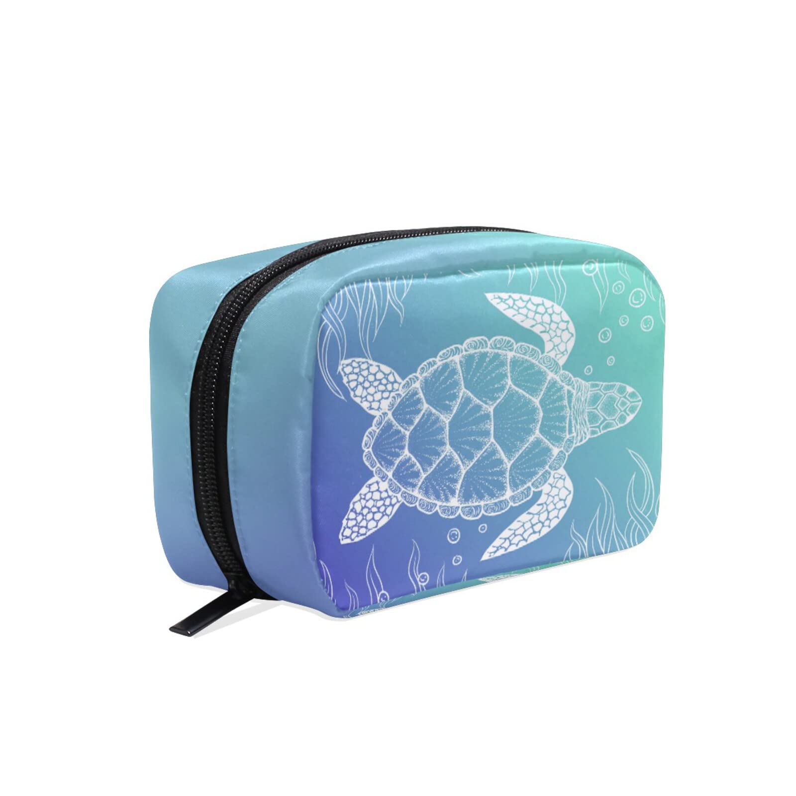 Waterproof Turtle Sea Cosmetic Bag for Women - Travel Makeup & Toiletry Organizer with Brush Holder - Perfect for Gym, Beach, and Vacation Trips