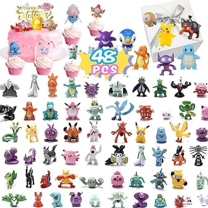 48pcs Mini Anime Action Figures Set - Bulk Collectible Toys for Kids, Cake Toppers & Party Decorations | Perfect for Birthday Parties, Themed Events, Playtime & Gift Bags | Great for Kids' Rooms, School Rewards & Collectors' Displays