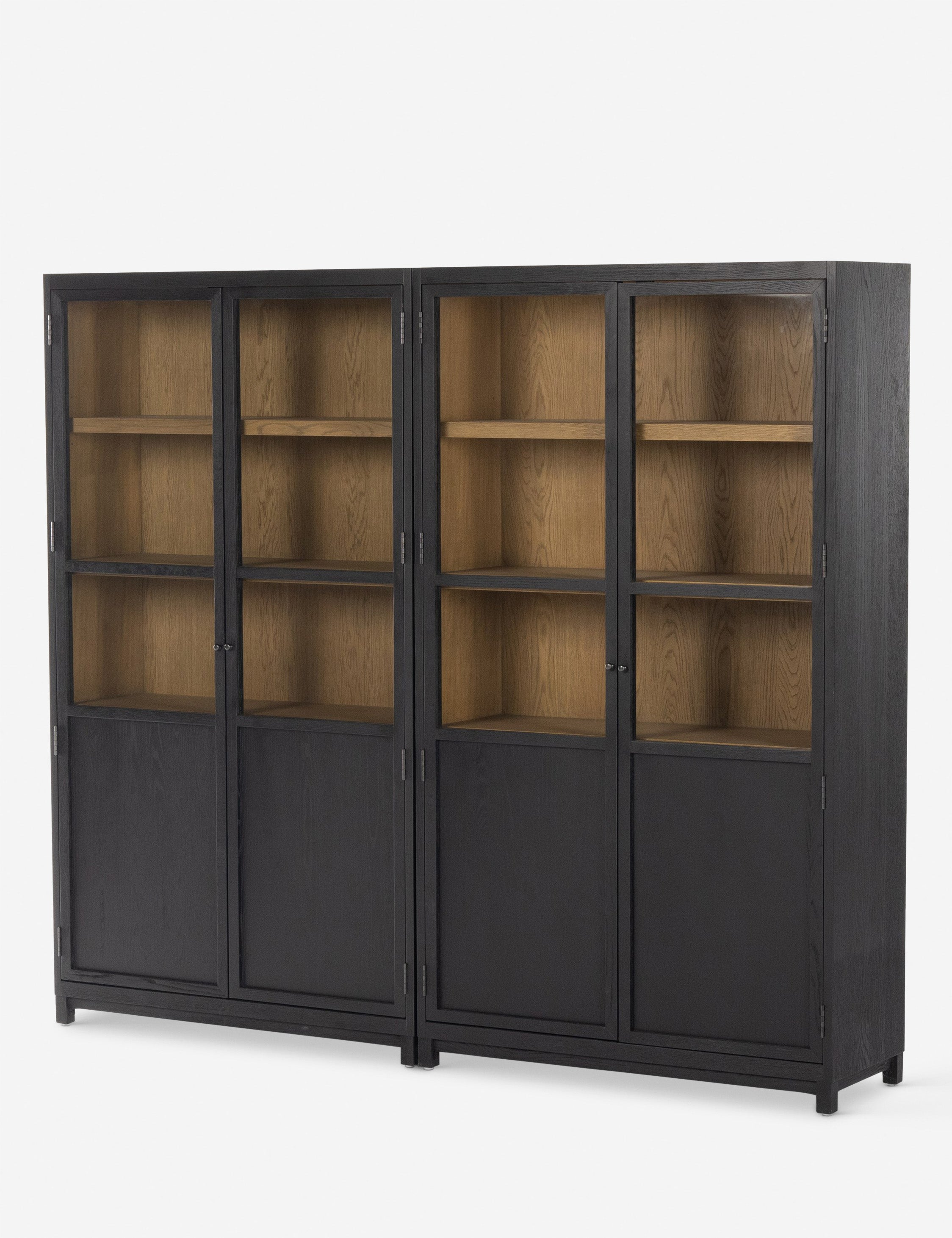 Stylish Carly Double Curio Cabinet with Glass Doors - Perfect for Displaying Collectibles, China, and Home Decor in Living Room or Dining Room