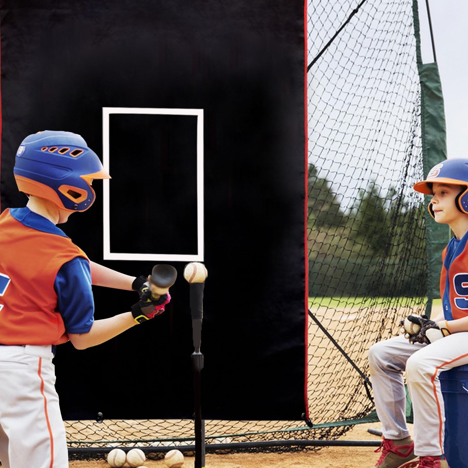Durable Baseball Backstop with Strike Zone - Outdoor Pitching Practice Net