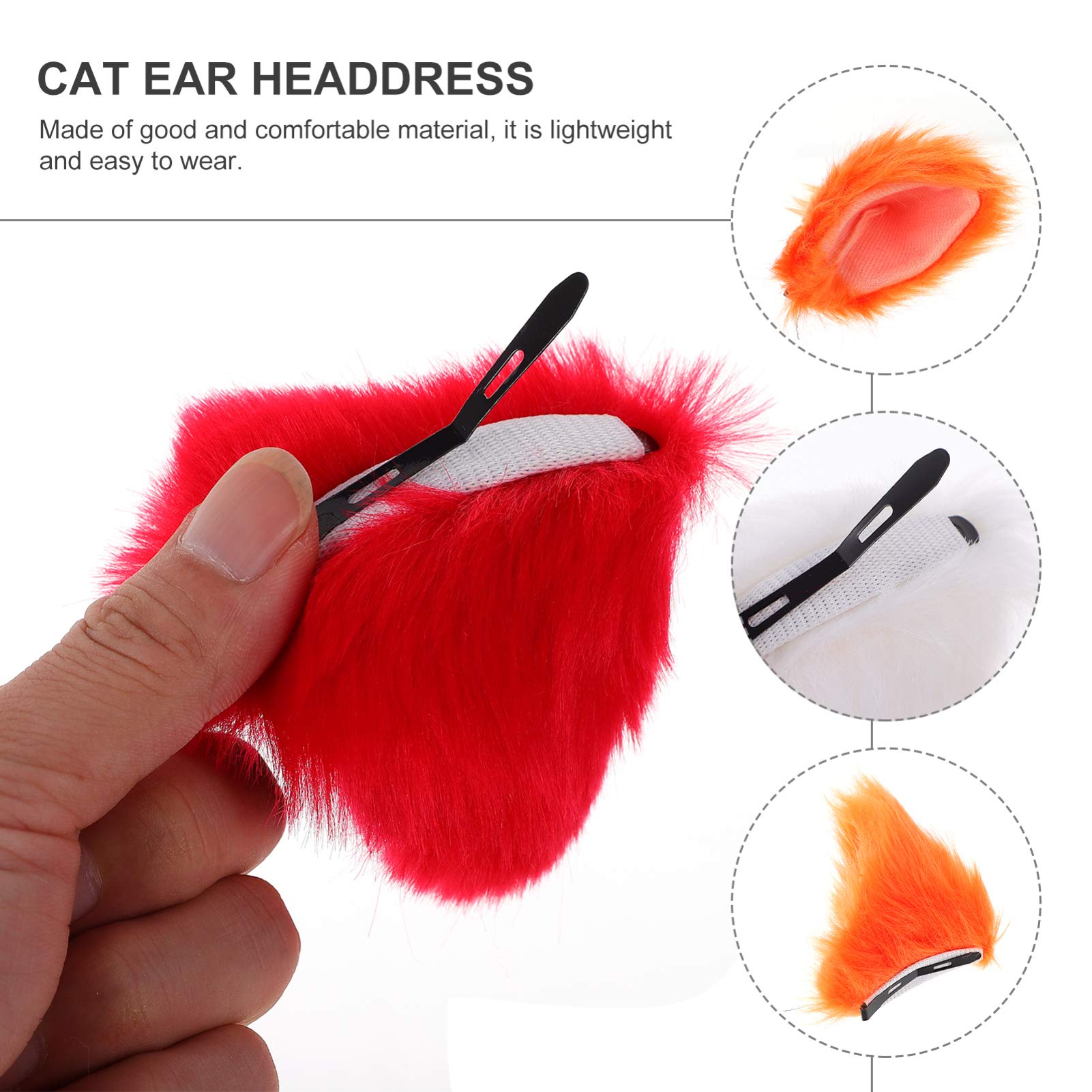 Beaupretty 3 Pairs Plush Cat Ear Hair Clips - Faux Rabbit Fur Kawaii Cat Ear Headband for Prom, Cosplay & Halloween Costume Accessories - Cute Hairpins for Women and Girls