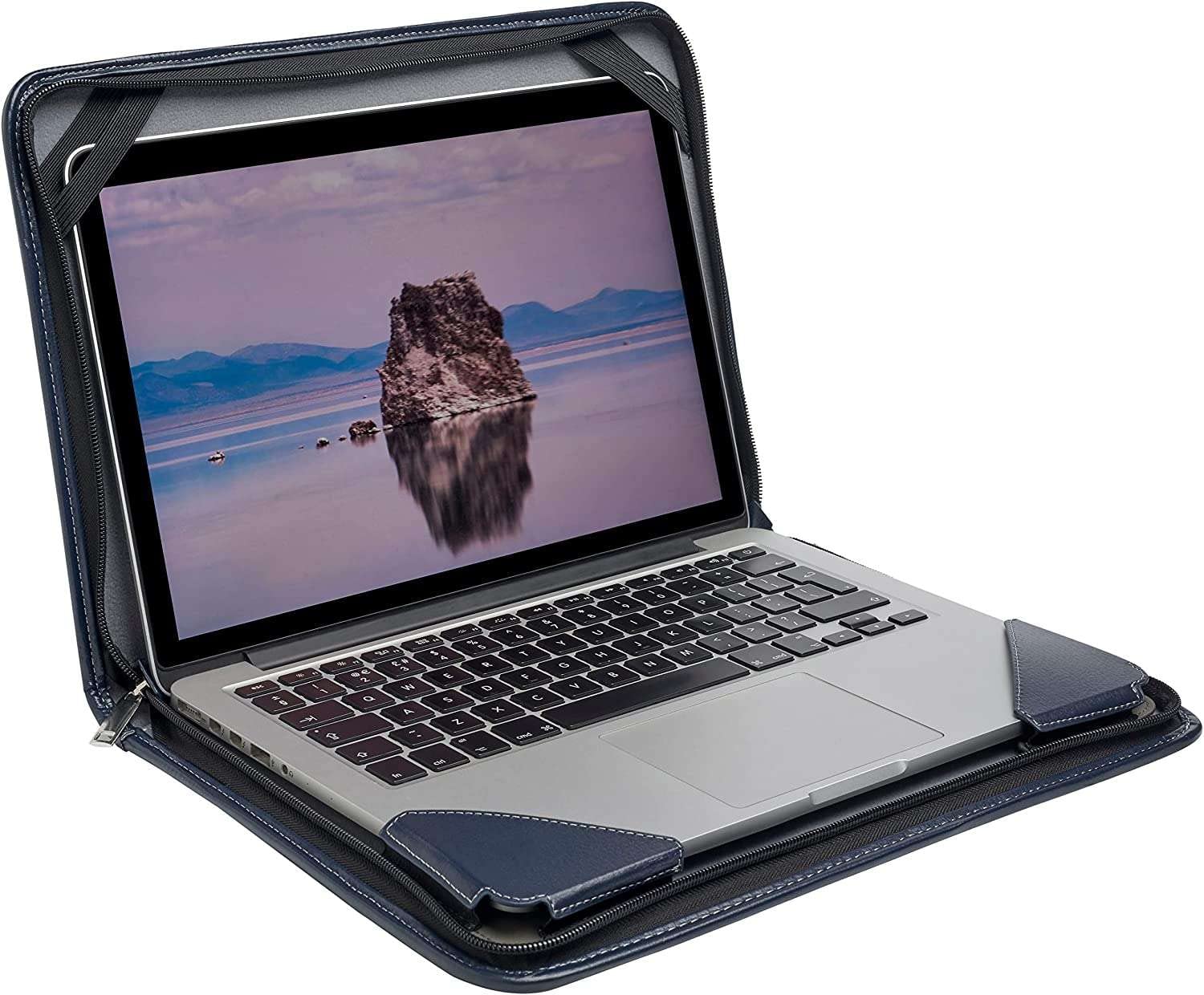 Broonel Genuine Blue Leather Laptop Messenger Bag for Microsoft Surface Laptop 4 13.5