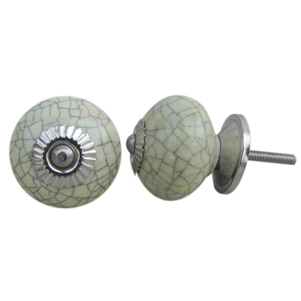 Premium 20-Piece Ceramic Pistachio Crackle Green Drawer Knobs - Elegant Kitchen Cabinet & Dresser Hardware for Home Decor - Perfect for DIY Upgrades & Vintage-Style Furniture Makeovers