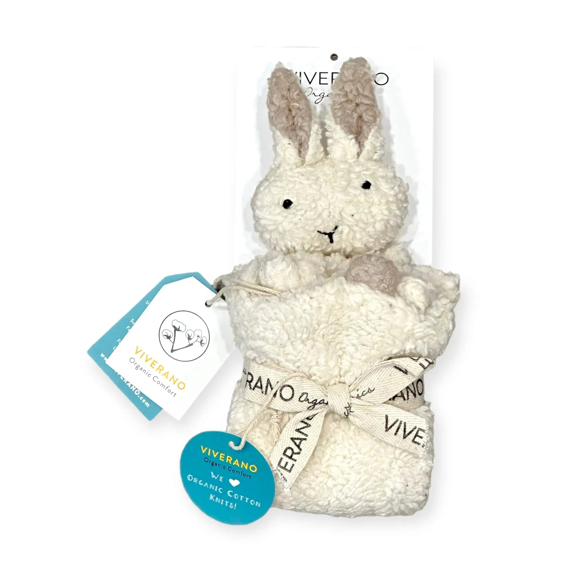 Organic Sherpa Baby Lovey Blanket - Soft Bunny Plush Toy for Newborns & Toddlers - Perfect for Cuddling, Comfort & Nursery Decor