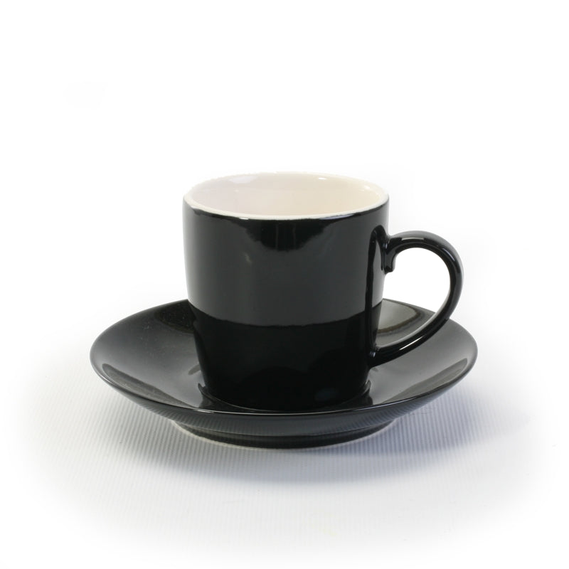 Premium BIA Black Espresso Cup and Saucer Set - 3.5 oz Ceramic Coffee Cups for Espresso, Cappuccino & Latte - Elegant Tea & Coffee Serving Set for Home, Cafe or Restaurant Use