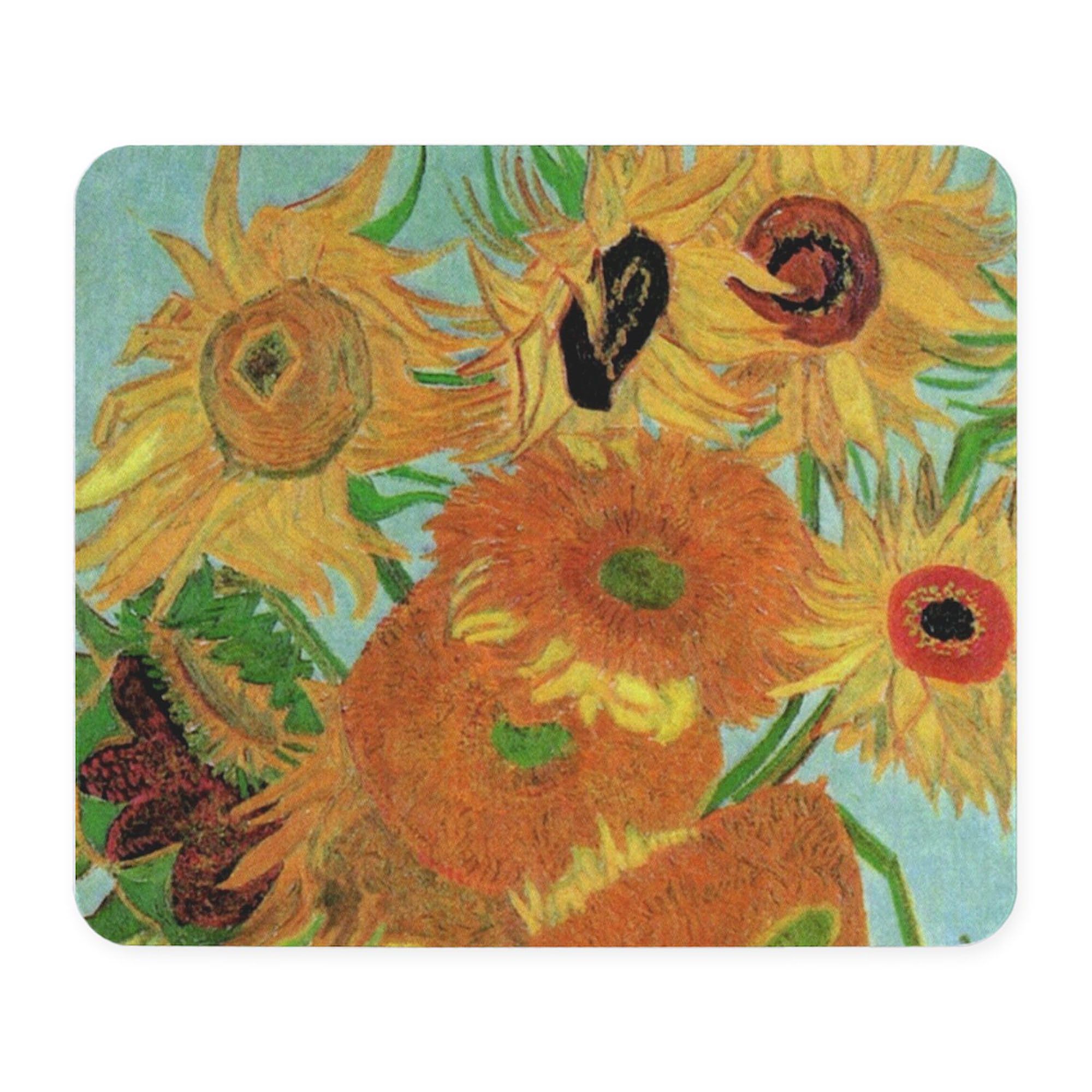 Van Gogh Twelve Sunflowers Non-Slip Rubber Gaming Mouse Pad - Artistic Desk Accessory for Office, Home & Gaming Setups