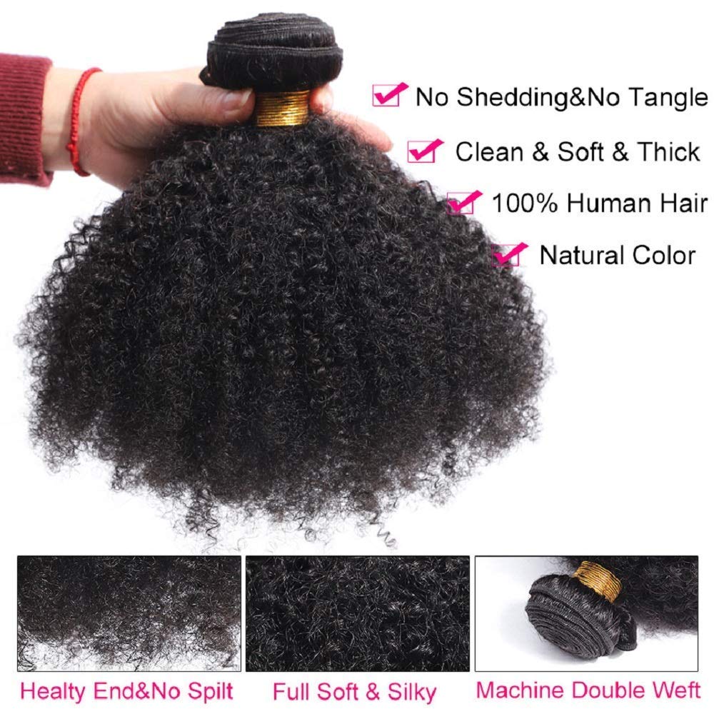 100% Unprocessed Virgin Mongolian Afro Kinky Curly Human Hair Bundles (22 22 22 Inch) - Natural Black Hair Extensions for African American Women | Perfect for Protective Styles, Weaves & Braiding