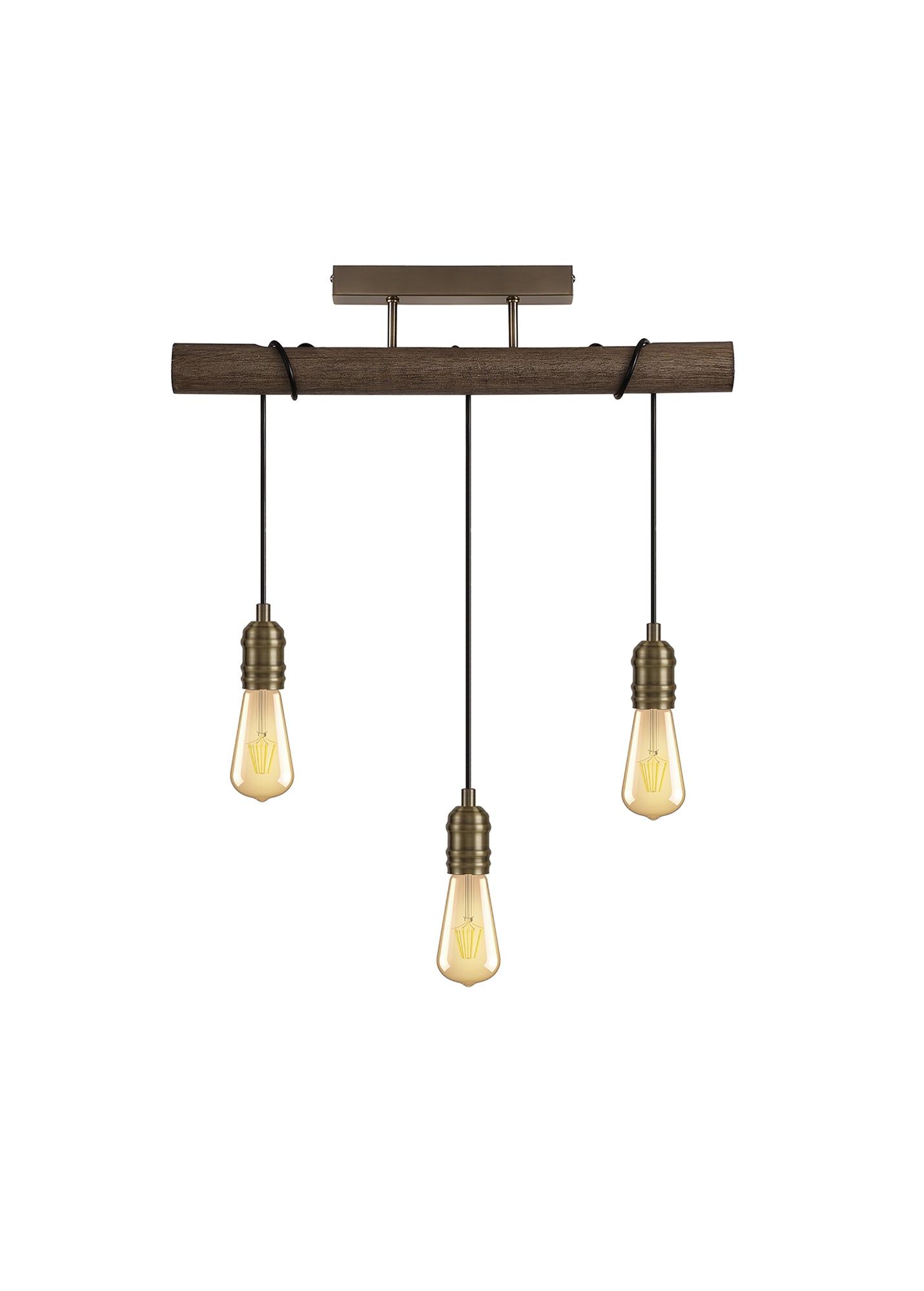 Ambover Kitchen Table Island Ceiling Light Fixture - 3/4/6 Light E27 Bulb Base - Medium Oak & Antique Brass Finish - IP20 Rated - Perfect for Dining Room, Kitchen Island or Breakfast Nook Lighting
