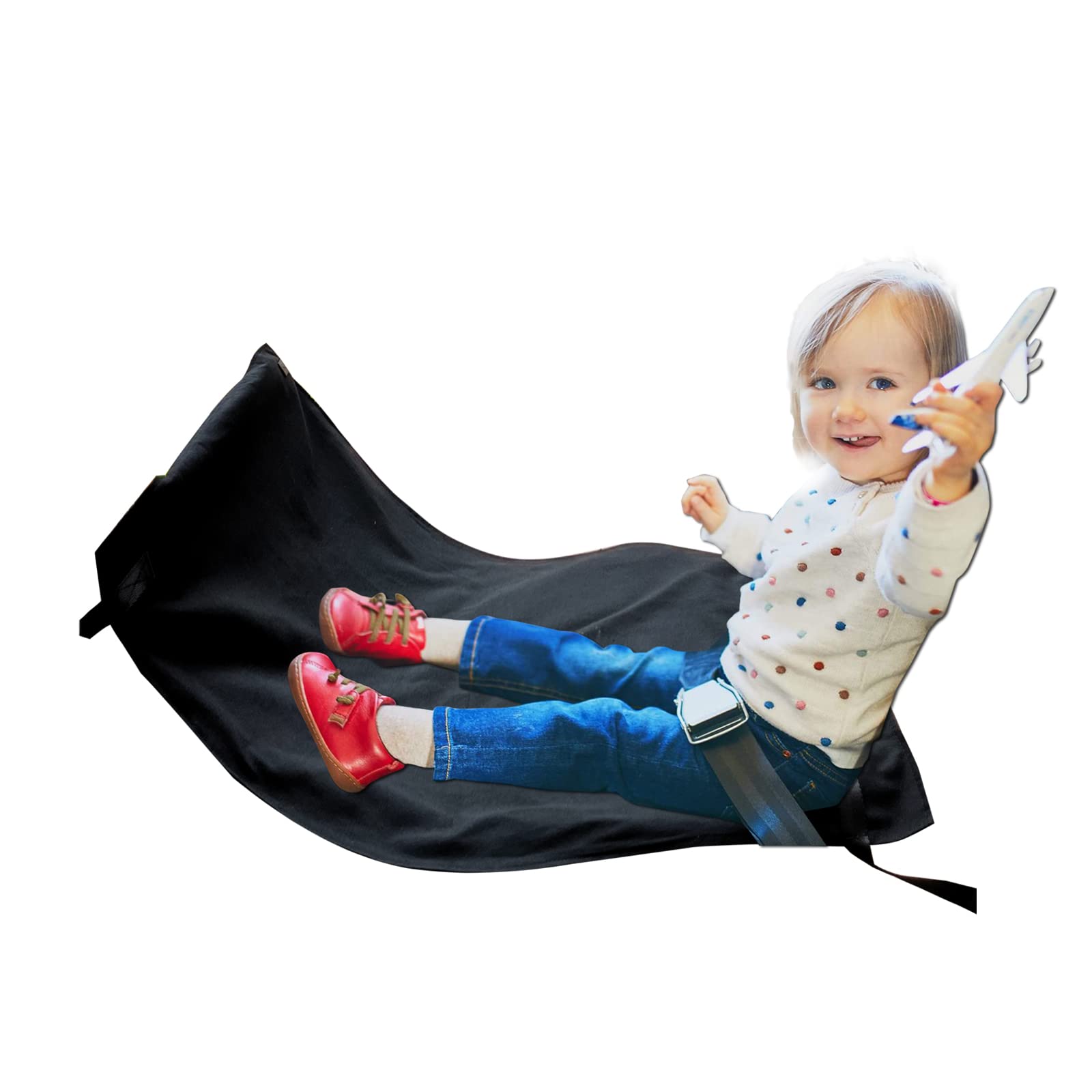 UNARK Kids Airplane Footrest - Portable Travel Foot Rest for Toddlers & Children, Lightweight Seat Extender Hammock (0.57 lbs, Black) - Perfect for Long Flights & Road Trips