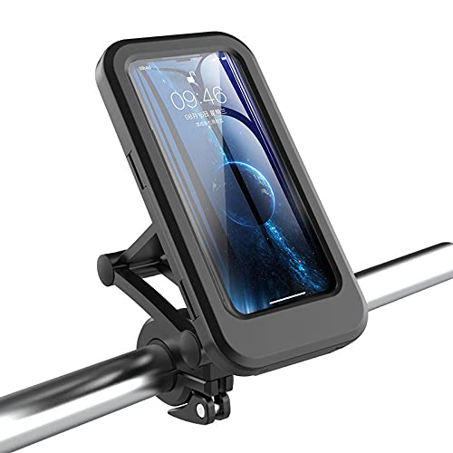 JKXWX Adjustable Waterproof Motorcycle Bike Phone Mount - Universal Handlebar Phone Holder for iPhone, Samsung, Smartphones - Perfect for Outdoor Cycling, Commuting, and Adventure Rides (Black)