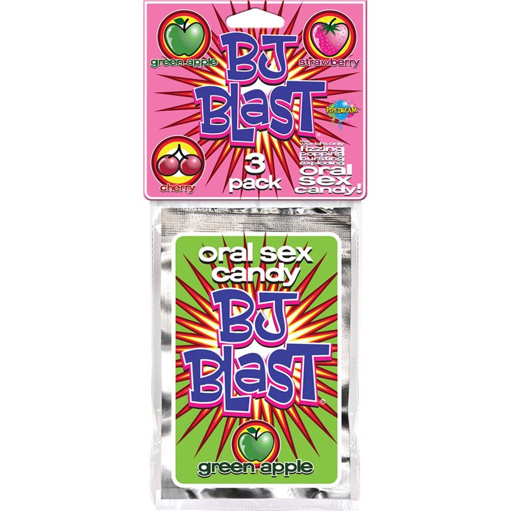 BJ Blast Oral Sex Candy 3 Pack - Strawberry, Cherry & Green Apple Flavored Edible Pleasure Enhancer for Couples & Intimate Moments