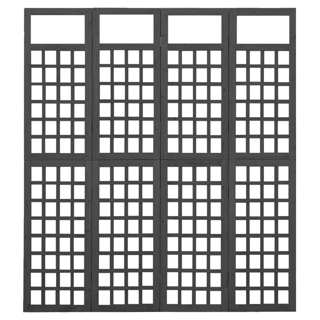 4-Panel Room Divider - Solid Fir Wood Folding Privacy Screen, 63.4
