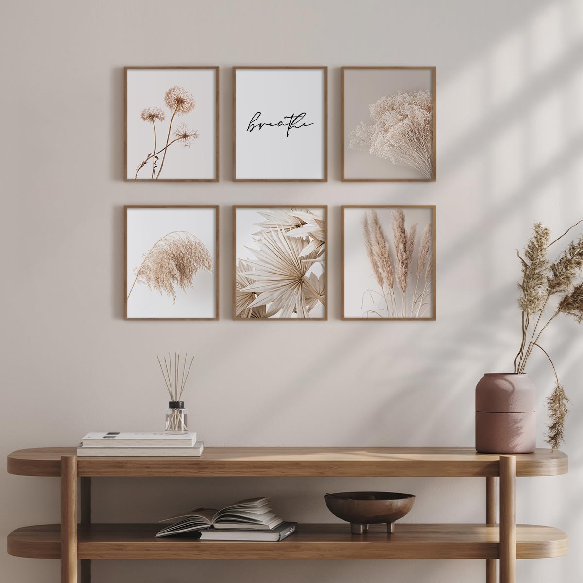 Set of 6 Nature Wall Decor Prints - 8x10in Botanical Wall Art in Beige & Sage Green | Aesthetic Room Decor for Bedroom & Living Room | Unframed Botanical Posters for Home, Office & Nursery Decor