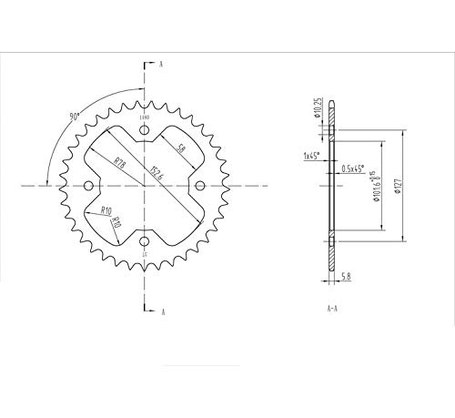 BikeMaster Rear Steel 37 Tooth Sprocket for Polaris Outlaw 525 S 2008-2010 | Durable Replacement Part for Off-Road & Trail Riding