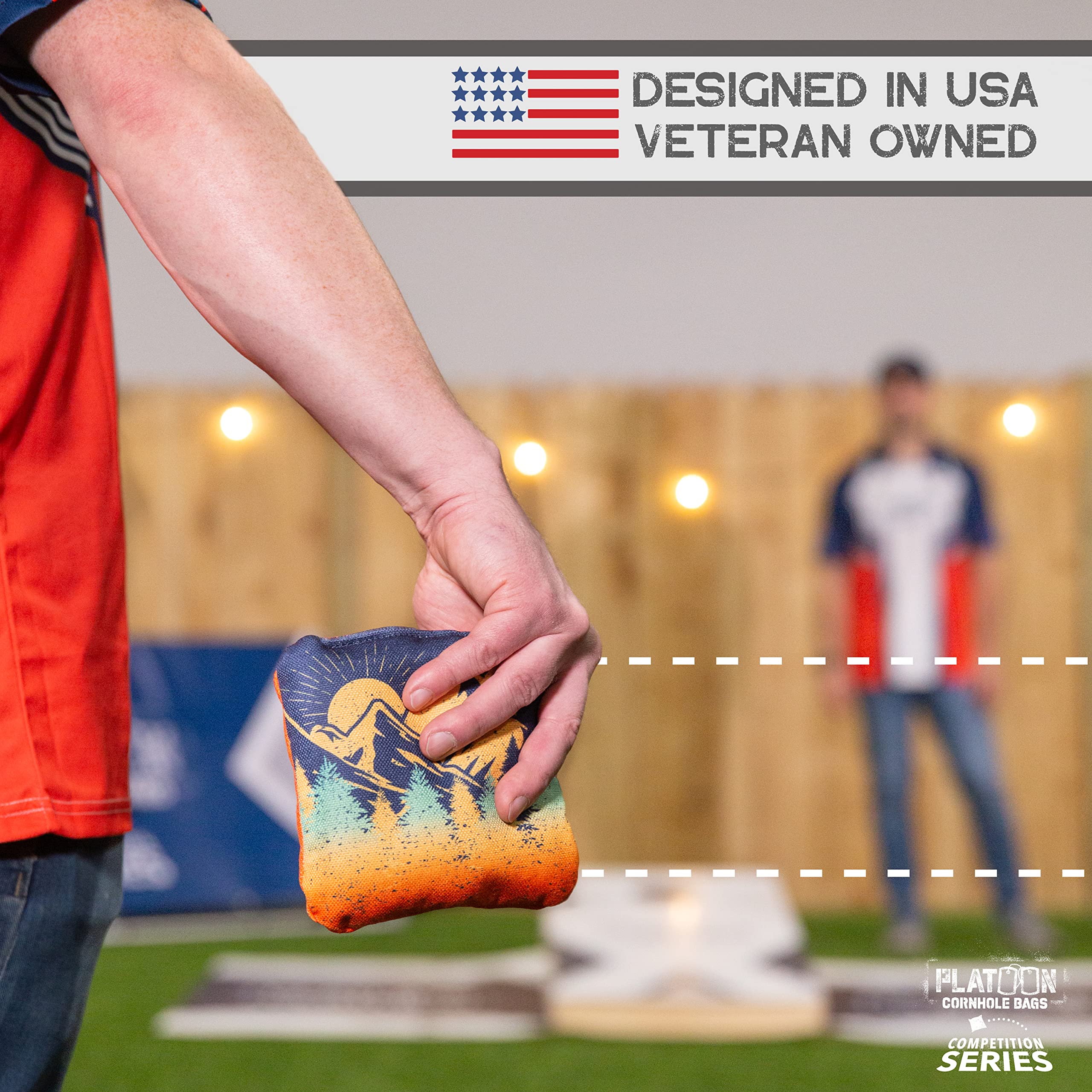 Play Platoon Competition Series Cornhole Bags - Set of 8 Professional Regulation Weight Bean Bags with Double Sided Slick & Sticky Rubber Dots for Cornhole Toss Game | Perfect for Backyard BBQs, Tailgating & Outdoor Parties | Made in USA