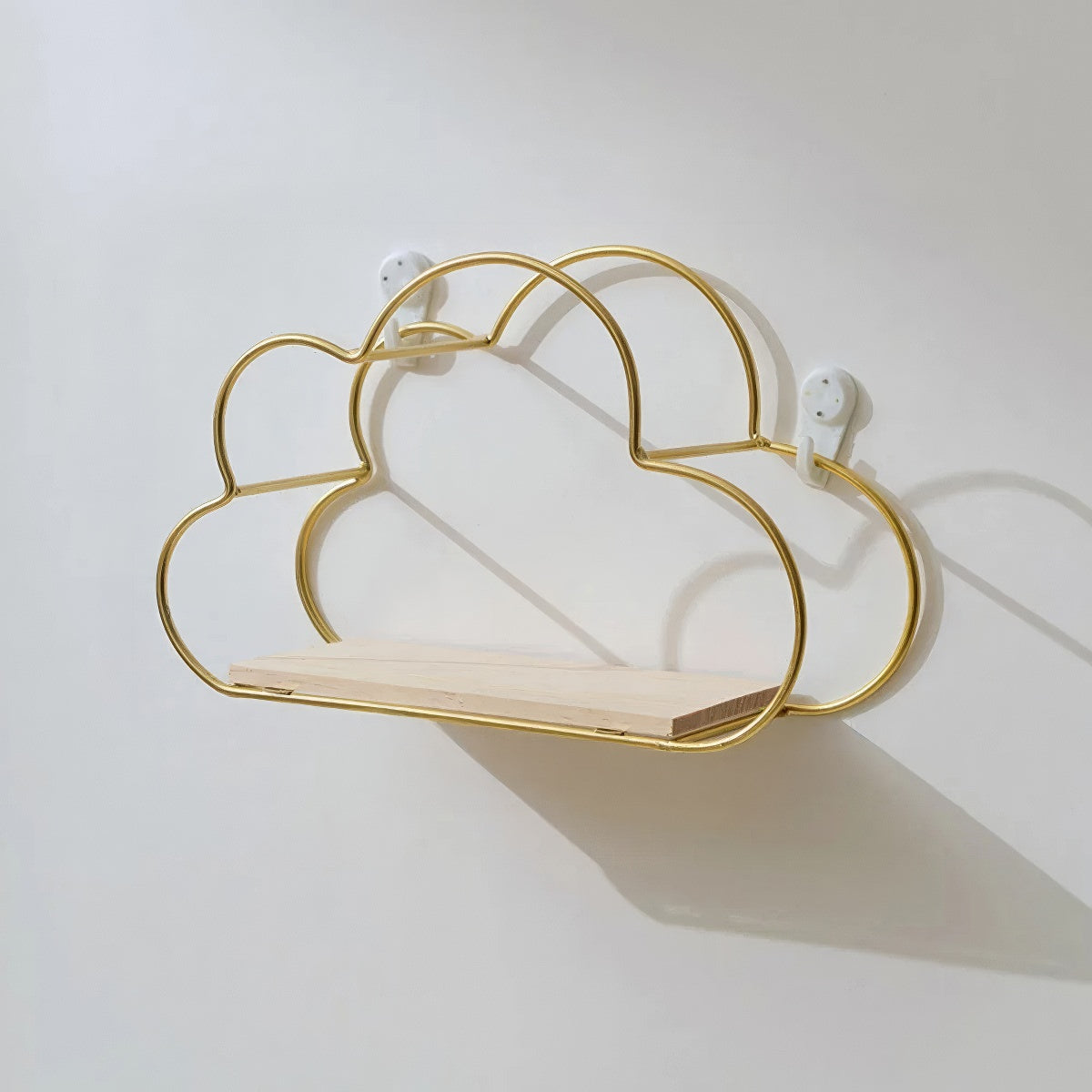 Gold Frame Cloud Shaped Wall Shelf - Decorative Floating Shelves for Bedroom, Living Room & Bathroom Storage | Unique Home Decor Organizer for Books, Plants & Photos