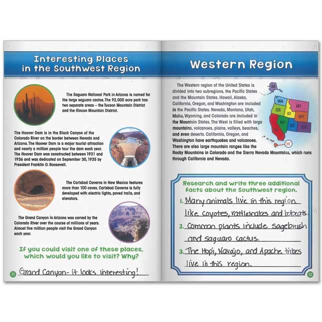 Really Good Stuff Social Studies Learning Journals - Regions of The United States - 24 Pack | Interactive Geography Notebooks for Classroom Activities & Homeschooling