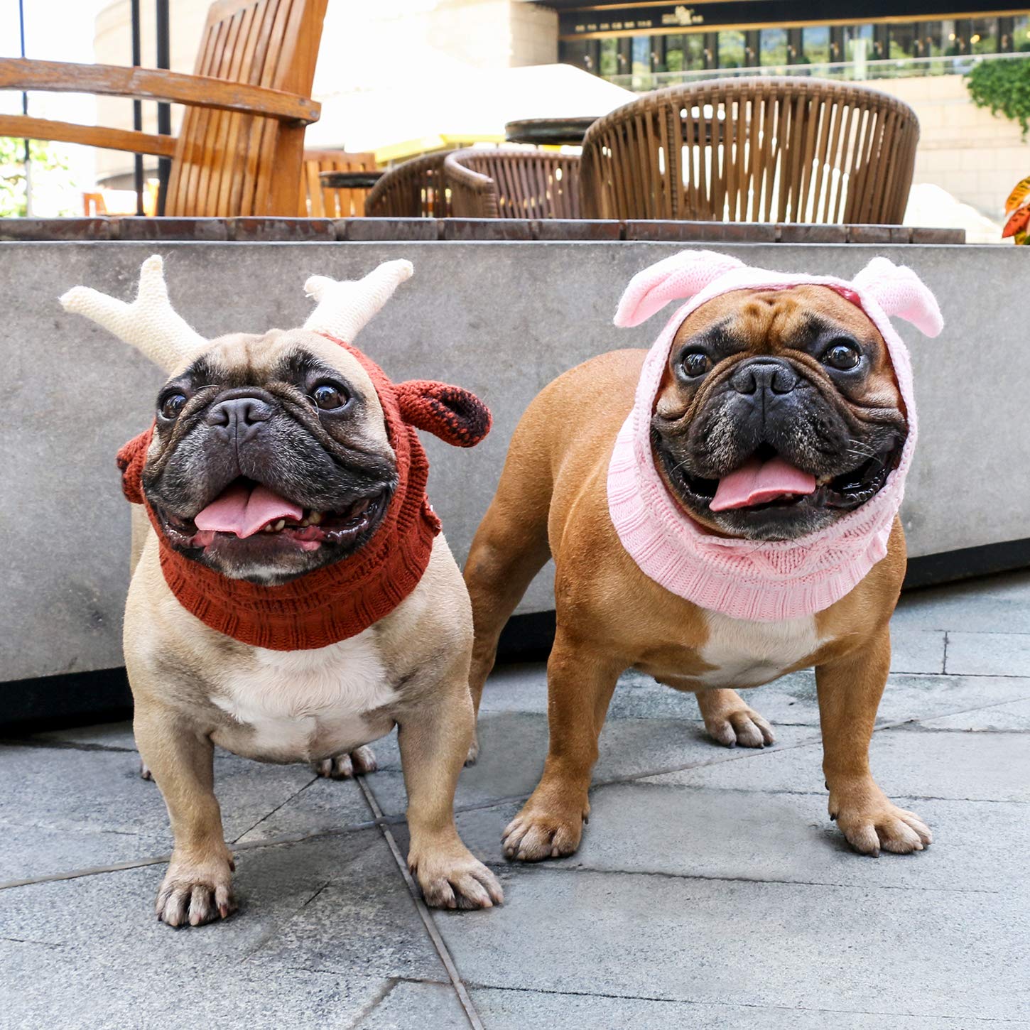iChoue Dog Anxiety Relief Hoodie - Noise Canceling Calming Ear Muffs, Knitted Snood for Small Dogs, Pink Bunny Design | Grooming & Force Drying Tool | Perfect for Stress Relief, Fireworks & Travel