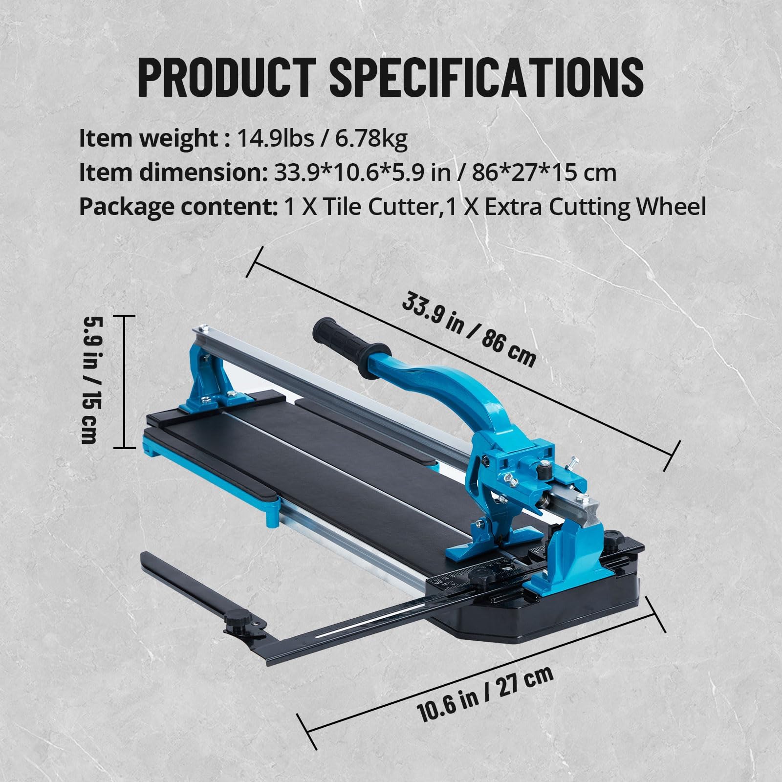 24/32/48 Inch Manual Tile Cutter with Tungsten Carbide Wheel - Infrared Positioning for Precise Cutting - Perfect for DIY Home Renovation, Bathroom & Kitchen Tile Installation (24 Inch)