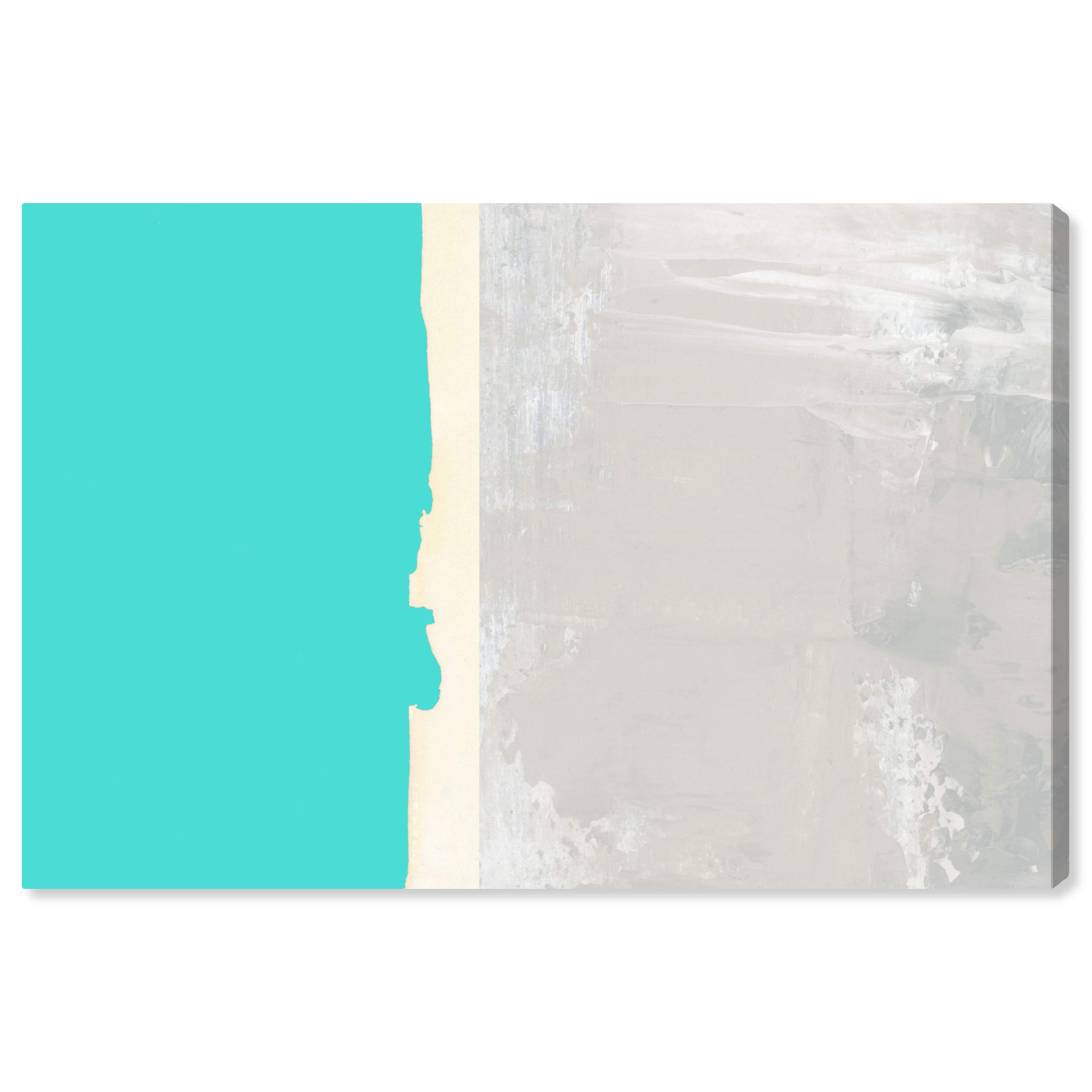 Abstract Wall Art Canvas Print 'Divided Turquoise' - Blue & Gray Modern Home Decor - 30