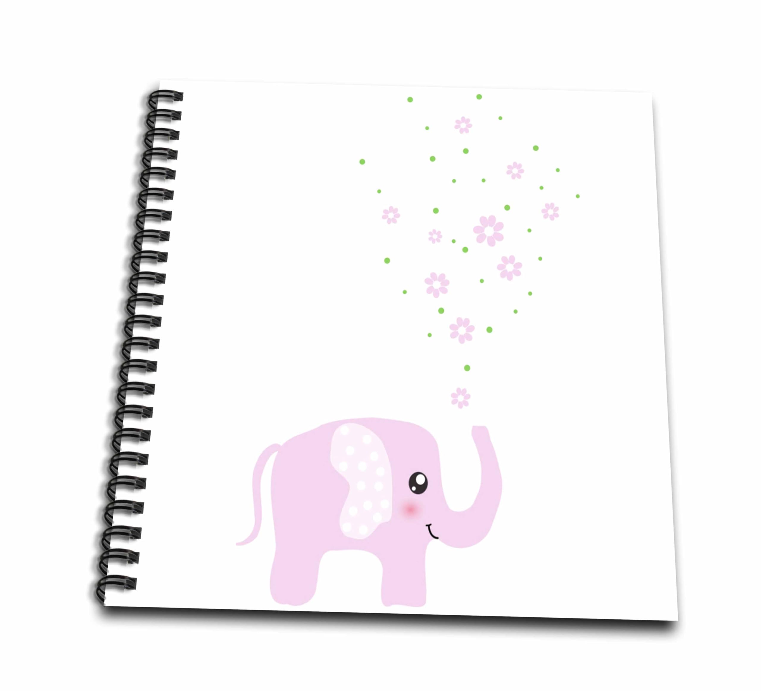 3D Rose Cute Pink Elephant Blowing Flowers from Trunk - Kawaii Animal Nursery Decor for Baby Girl's Room, 8x8 Inch Cartoon Drawing Book | Perfect for Kids Bedroom, Baby Shower Gift & Children's Art Inspiration