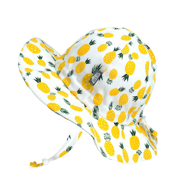 Jan & Jul Cotton Floppy Sun Hat for Kids - Yellow Pineapple Print | UV Protection Summer Beach Hat for Boys & Girls | Perfect for Outdoor Play, Pool Party & Vacation