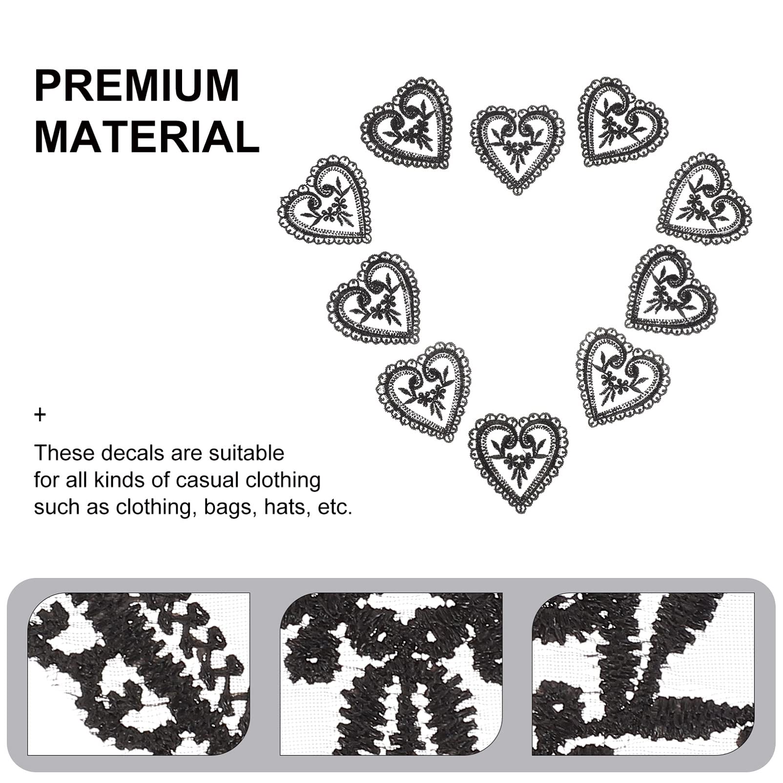GALPADA 20pcs Iron On Heart Lace Applique Patches - Embroidered Organza DIY Sewing Patches for Clothing, Jackets, Crafts - Perfect for DIY Fashion, Costume Design, and Home Decor Projects