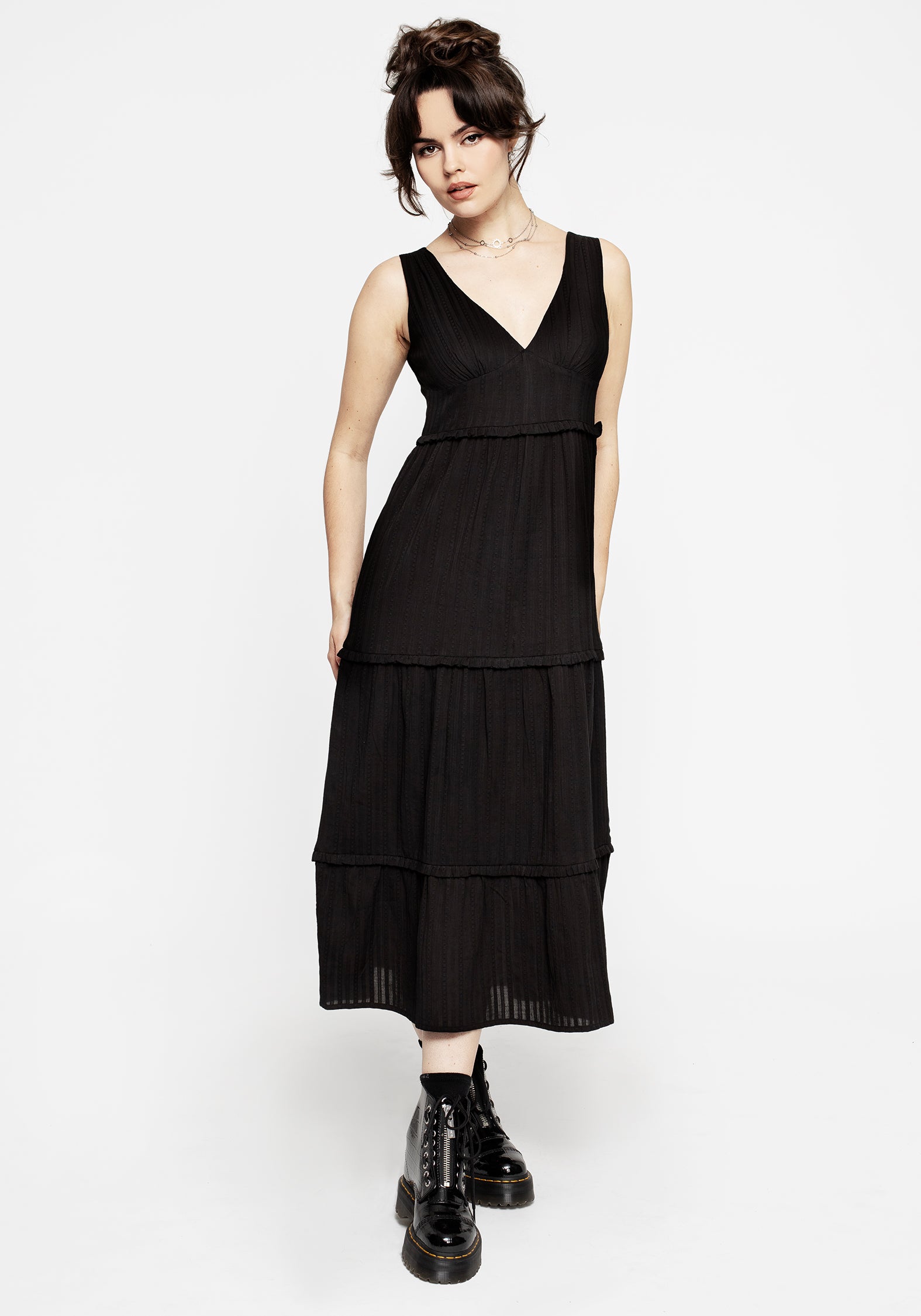 Hereka Tiered Frill Midi Dress for Women - Flowy Summer Maxi Dress with Ruffles, Elegant Party & Wedding Guest Outfit - Perfect for Beach Vacations, Date Nights & Special Occasions