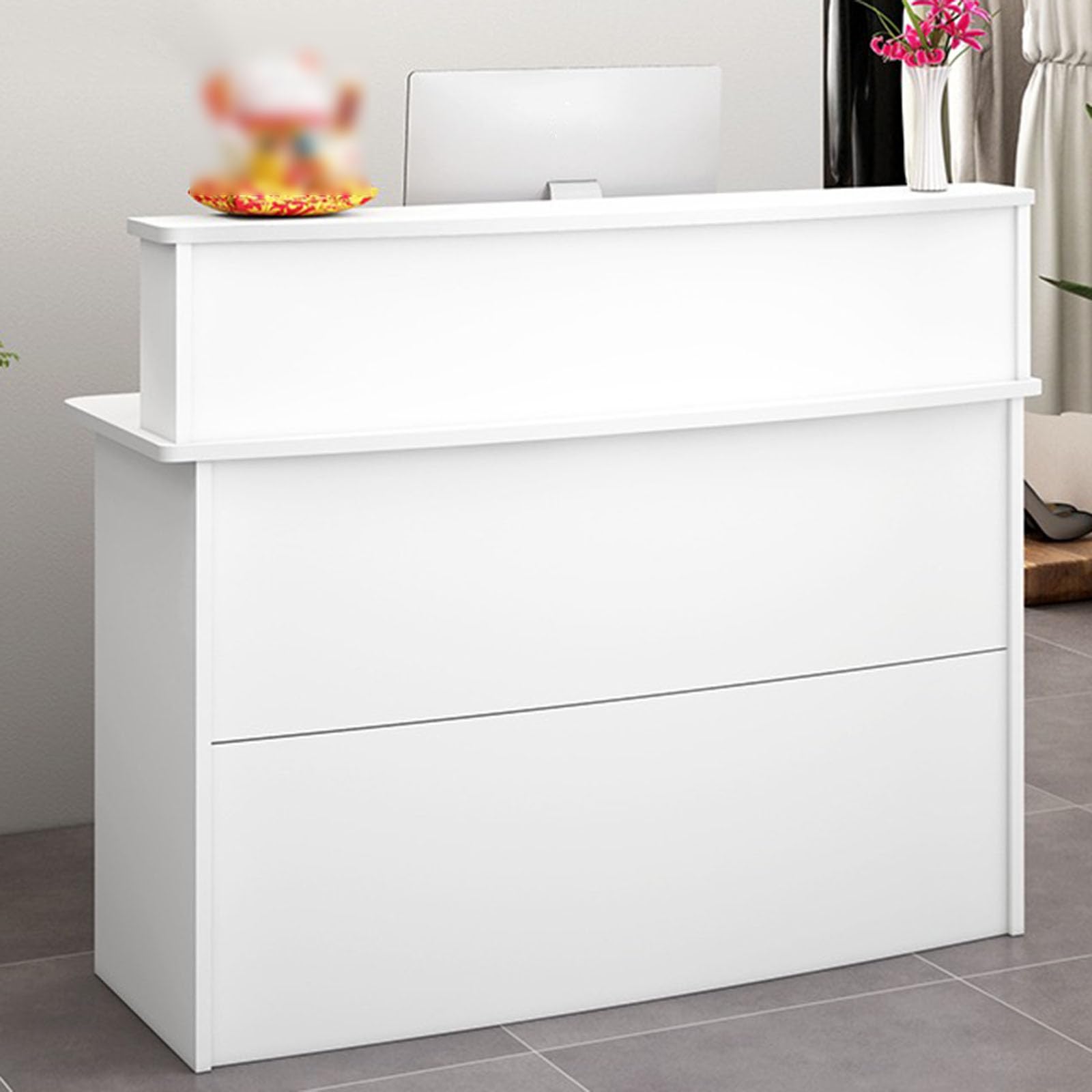 Modern Reception Desk Counter with Lockable Drawers - Retail, Supermarket, Convenience Store, Salon & Office Computer Desk - Perfect for Checkout Counters, Clothing Stores & Professional Reception Areas