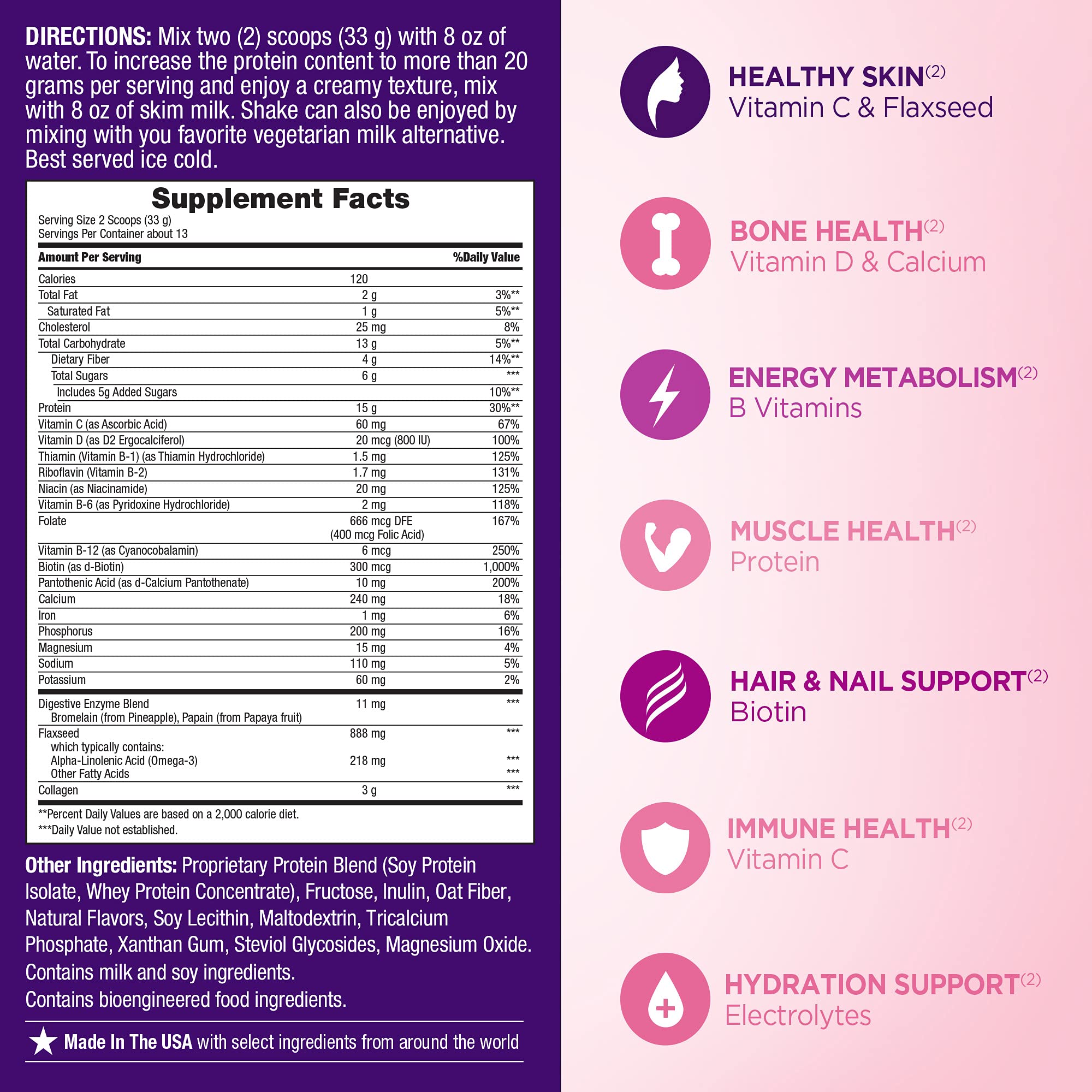 Nature's Bounty Optimal Solutions Protein Powder with Vitamin C - 16 oz Whey Protein Supplement for Muscle Recovery, Energy Boost & Immune Support - Ideal for Post-Workout, Fitness Enthusiasts & Active Lifestyles