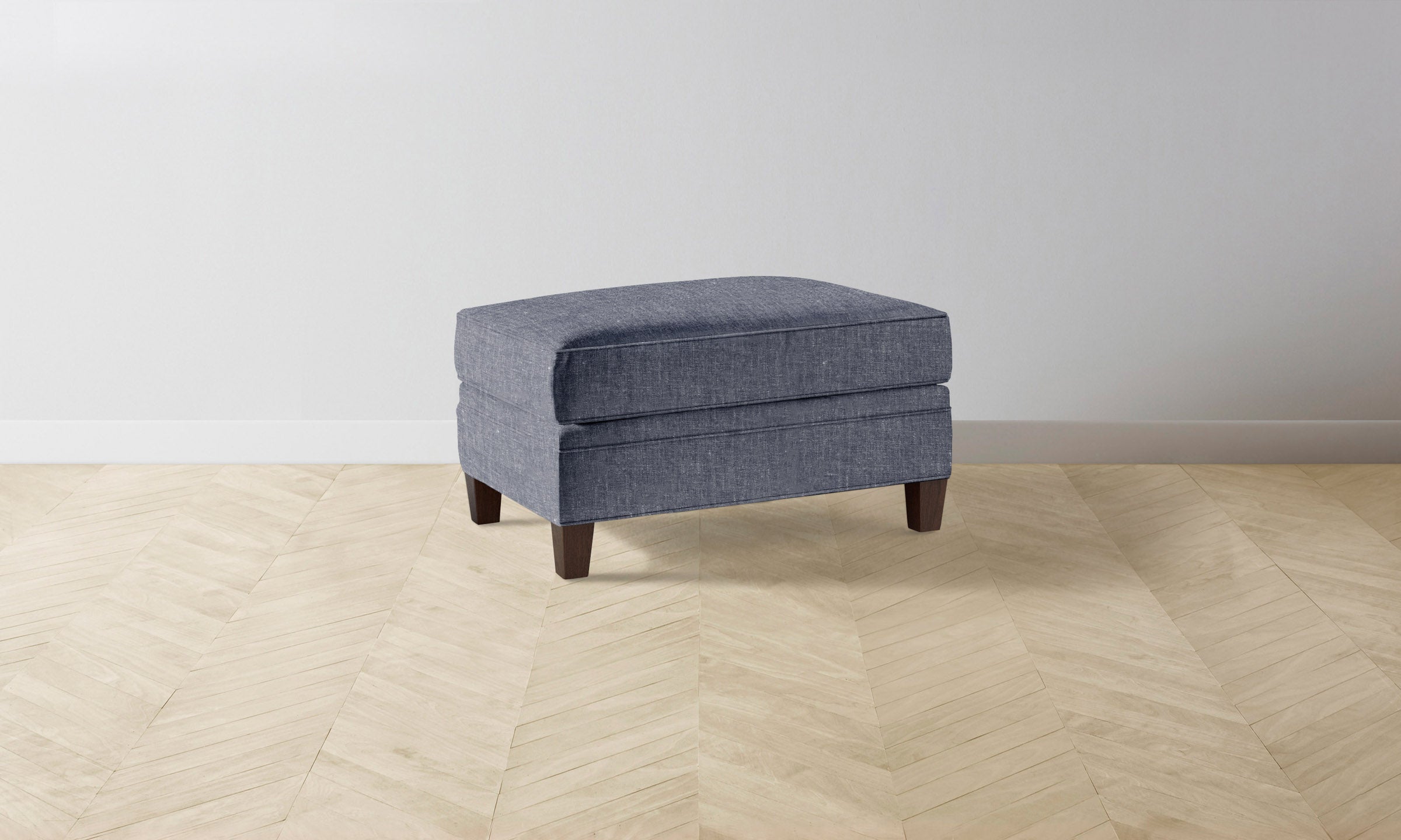 Carmine Ottoman - Heritage Belgian Linen Upholstered Storage Bench with Lake Blue Fabric | Perfect for Living Room, Bedroom & Entryway Seating