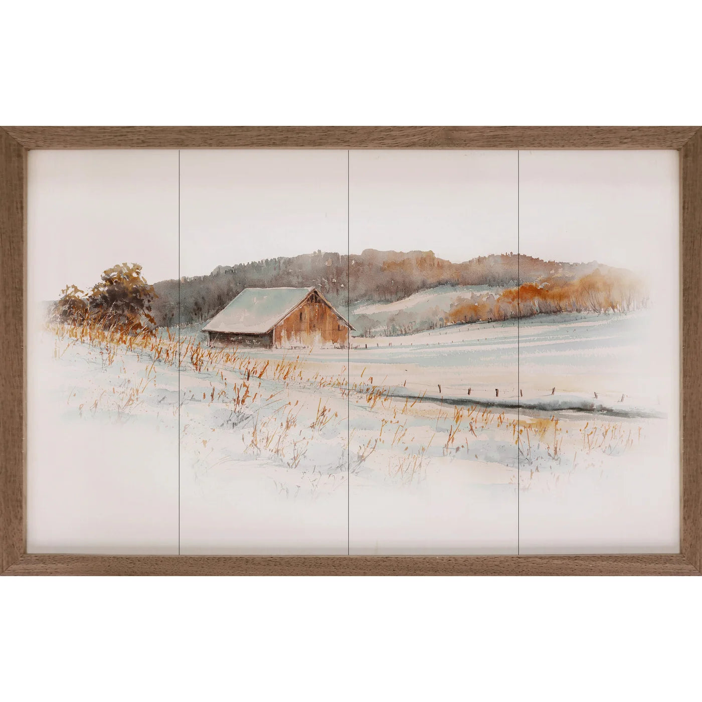 Barn in Snow Wood Framed Print - Rustic Winter Landscape Wall Art - Perfect for Farmhouse, Cabin & Cozy Home Decor