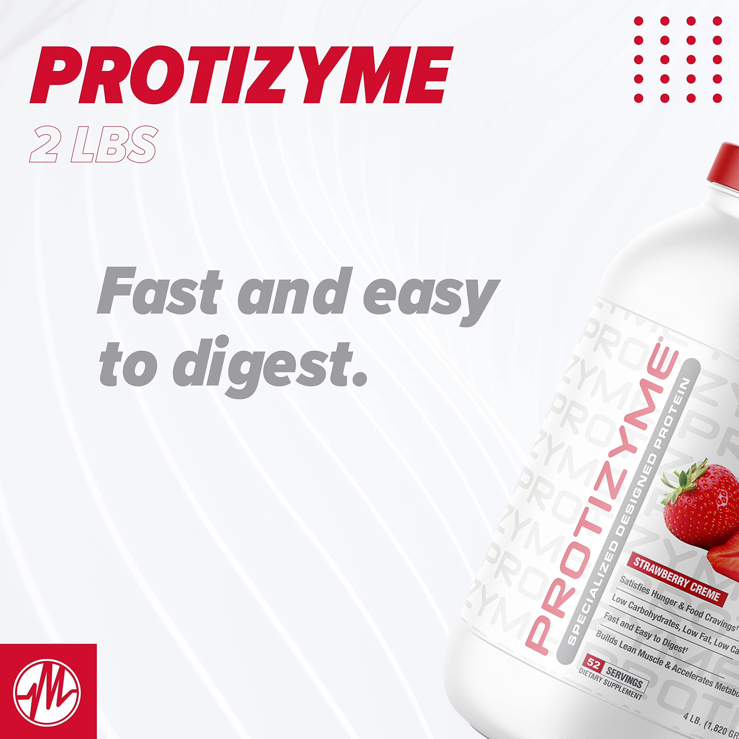 Metabolic Nutrition Protizyme 100% Whey Protein Powder - High Protein, Low Carb & Fat with Digestive Enzymes & 24 Vitamins/Minerals - 4lb (52 Servings) for Muscle Recovery & Post-Workout Nutrition