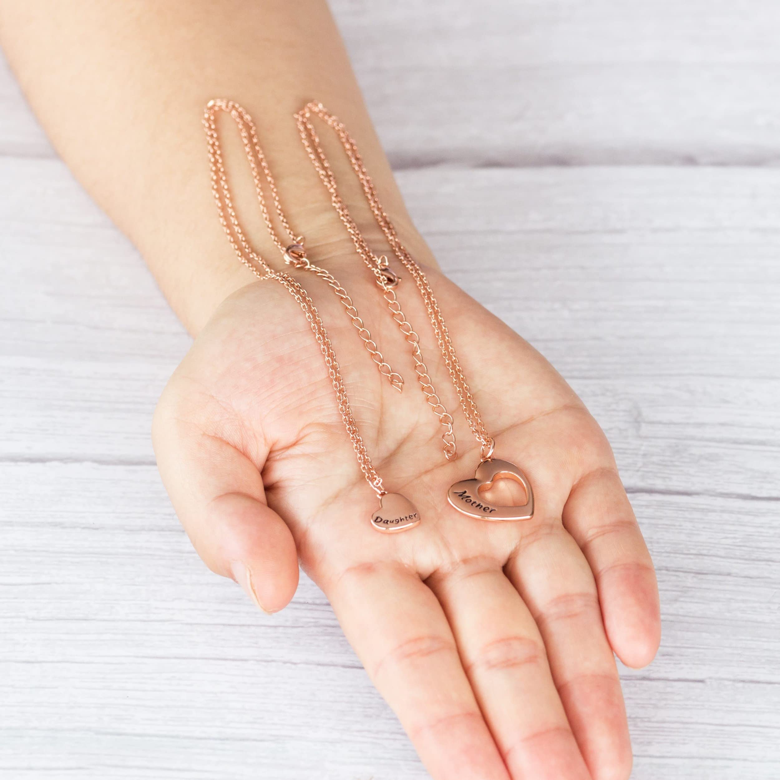 Philip Jones Rose Gold Plated Mother Daughter Necklace Set - Elegant Matching Jewelry Gift for Women, Girls | Perfect for Birthdays, Anniversaries & Mother's Day
