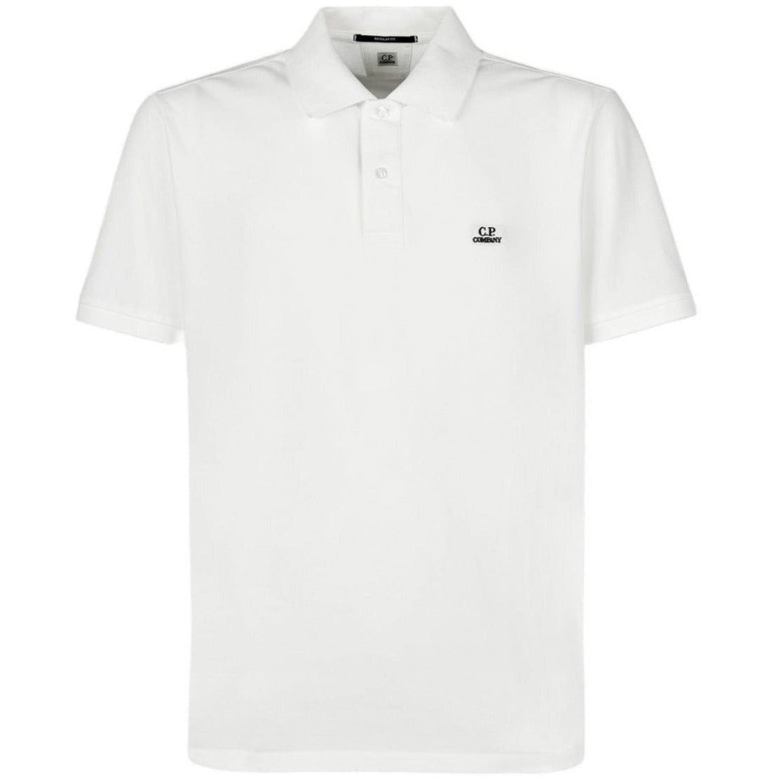 CP Company Men's White Embroidered Polo Shirt - Classic Casual Short Sleeve Button Down Shirt for Golf, Business & Summer Outfits