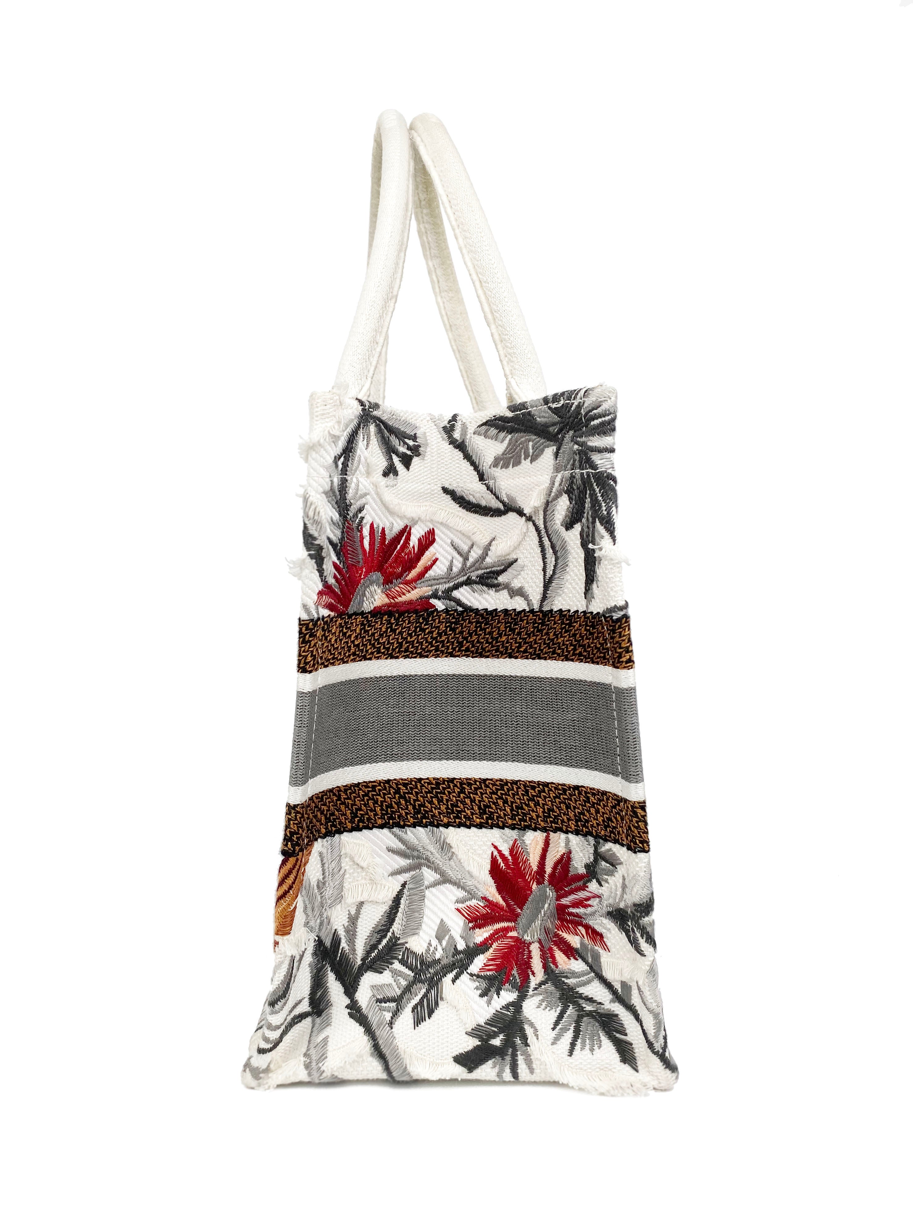 Christian Dior White Limited Edition Book Tote Bag with Floral Accents - Perfect for Travel, Work & Luxury Fashion Accessories