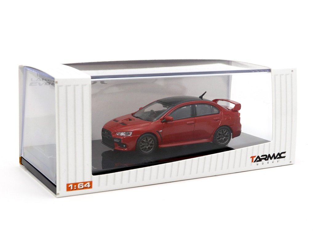 Tarmac Works 1:64 Scale Mitsubishi Lancer Evolution X Final Edition Rally Red Diecast Model Car - Perfect for Collectors, Display & Racing Scenes