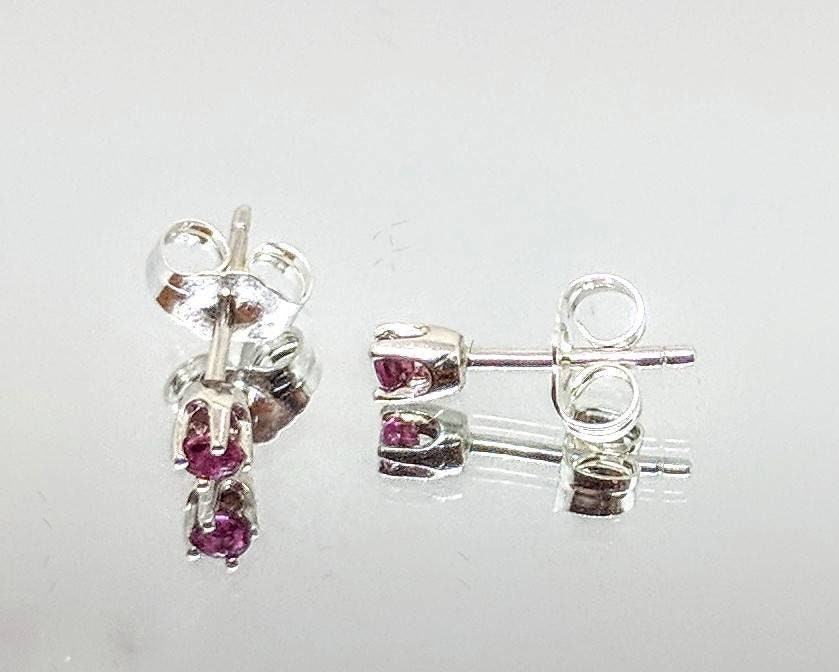 2.5mm Round Genuine Blood Red Ruby Stud Earrings - 0.25ct Solid Sterling Silver Tiny Earrings for Women & Kids | Perfect for Everyday Wear, Gifts & Special Occasions
