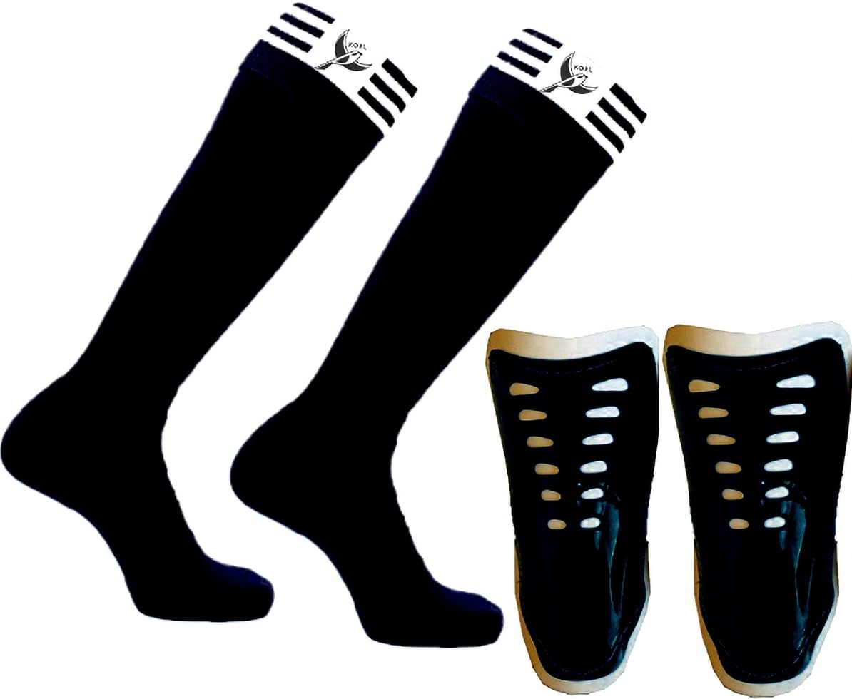 Best Black Shin Guard Socks for Skating, Hockey, Cycling & Football - Breathable Protective Stockings with Shin Guards (Black) - Ideal for Sports, Training & Outdoor Activities