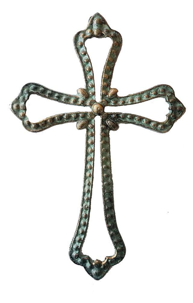 Handcrafted Turquoise & Copper Patina Cross Pendant - Solid Cast Iron Jewelry for Men & Women - Perfect for Gifts, Religious Occasions & Boho Fashion