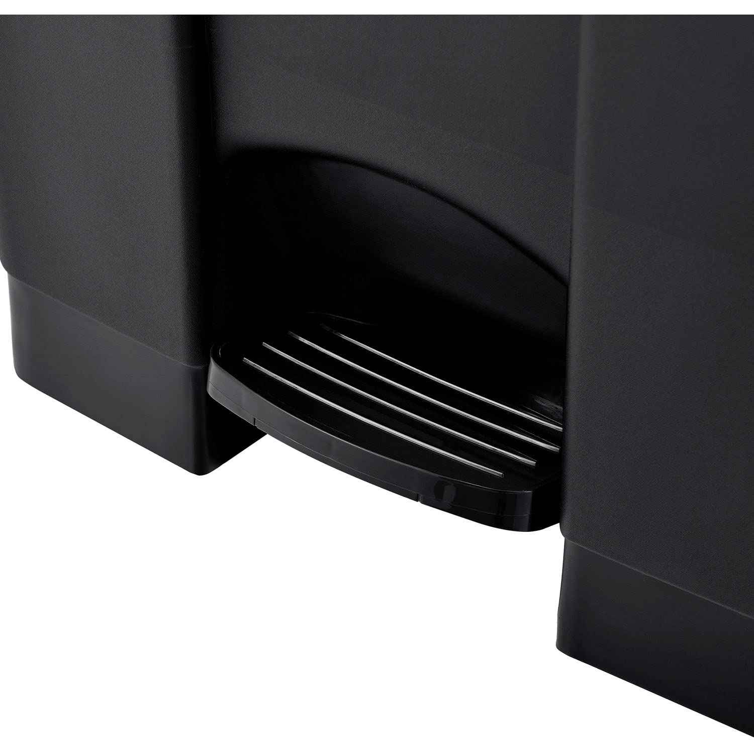 23 Gallon Black Plastic Rectangular Step-On Trash Can for Kitchen, Office & Commercial Use - Heavy Duty Waste Bin with Lid - Global Industrial Garbage Container