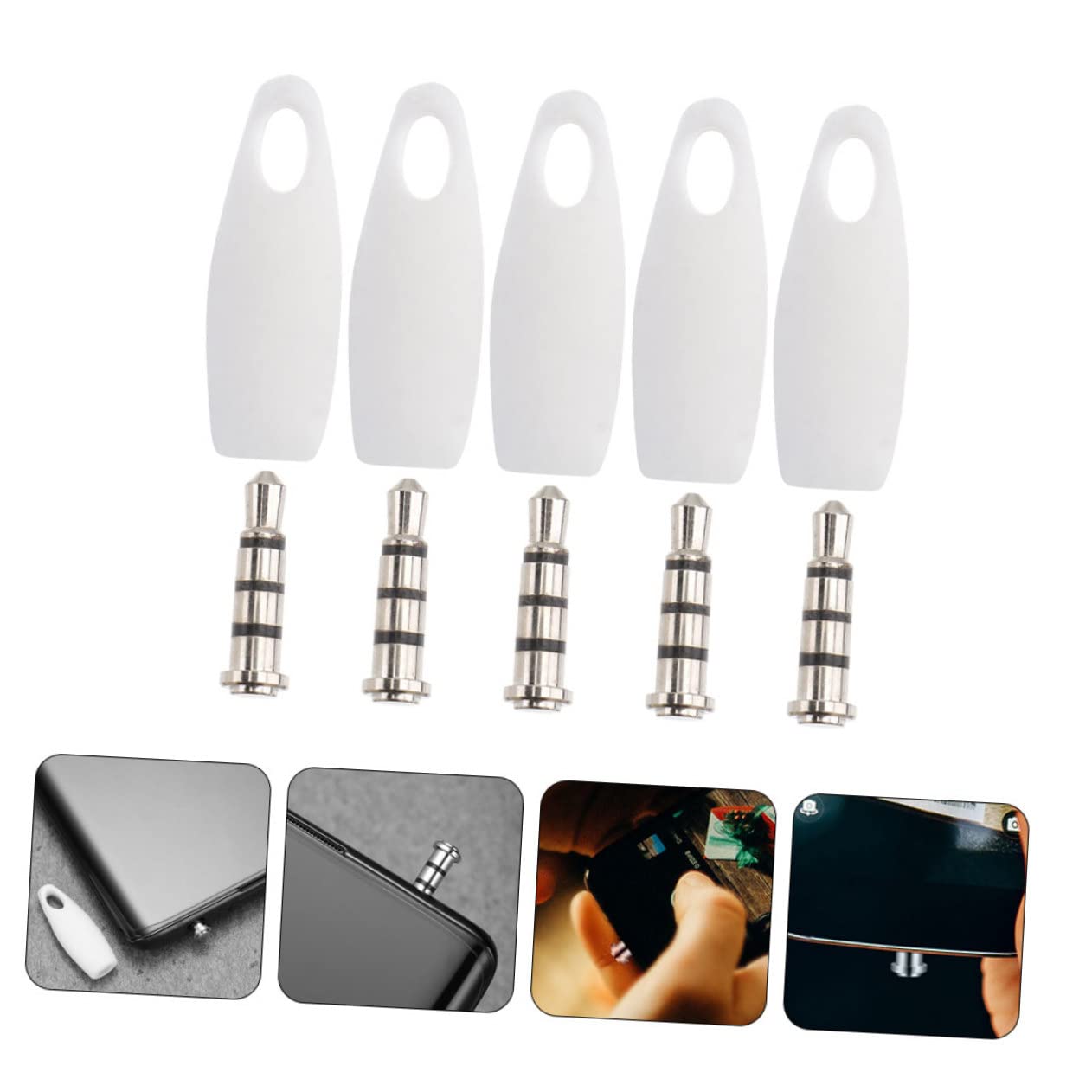 ABOOFAN 5-Pack Silicone Microphone Covers - Noise Cancelling Mic Blocker for Headset & Portable Mics, Dual-Purpose White Silica Gel Accessories (Perfect for Online Meetings, Gaming & Recording Studios)
