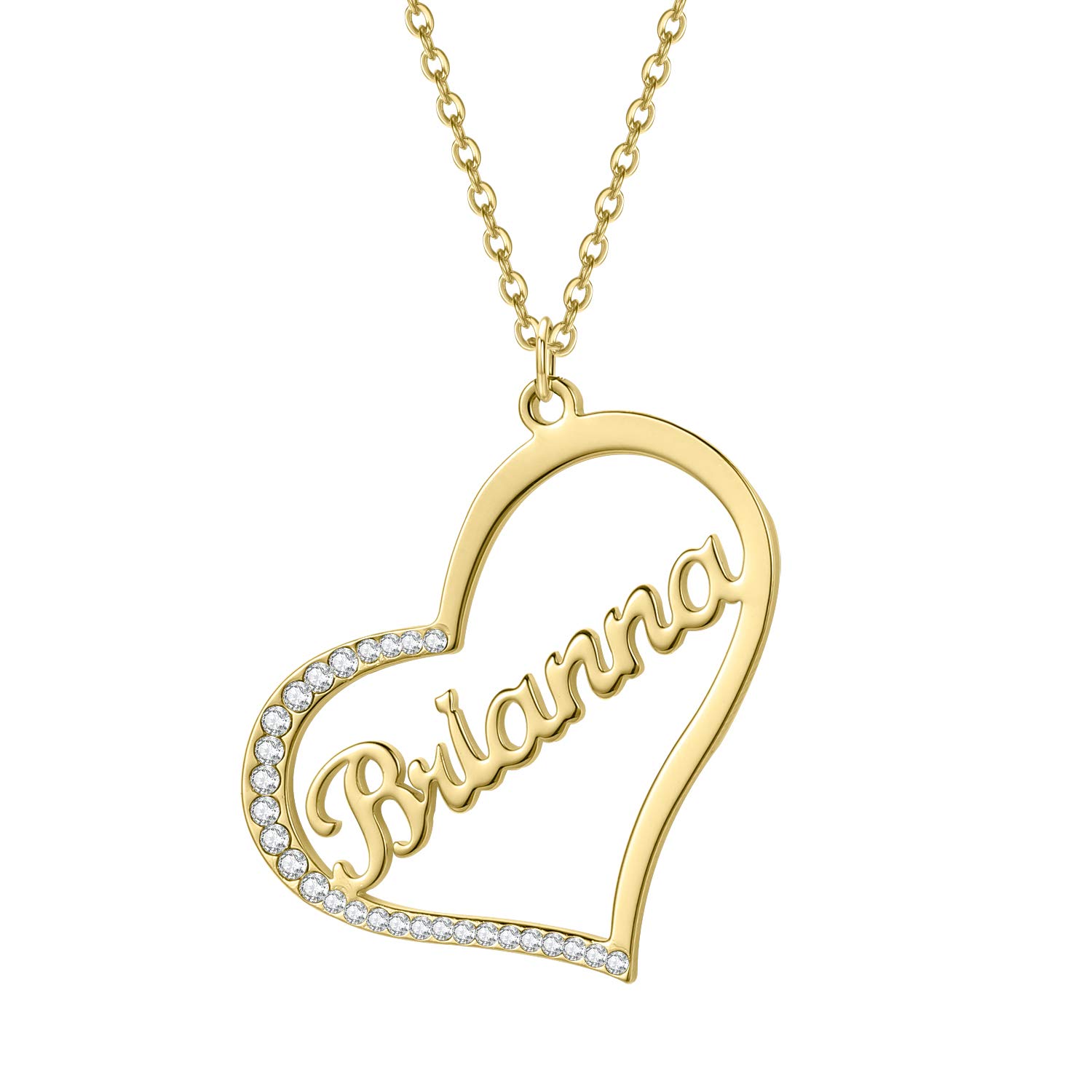 Personalized Heart Name Necklace for Women - Custom Stainless Steel Zircon Nameplate Jewelry - Perfect Gift for Birthday, Anniversary & Valentine's Day