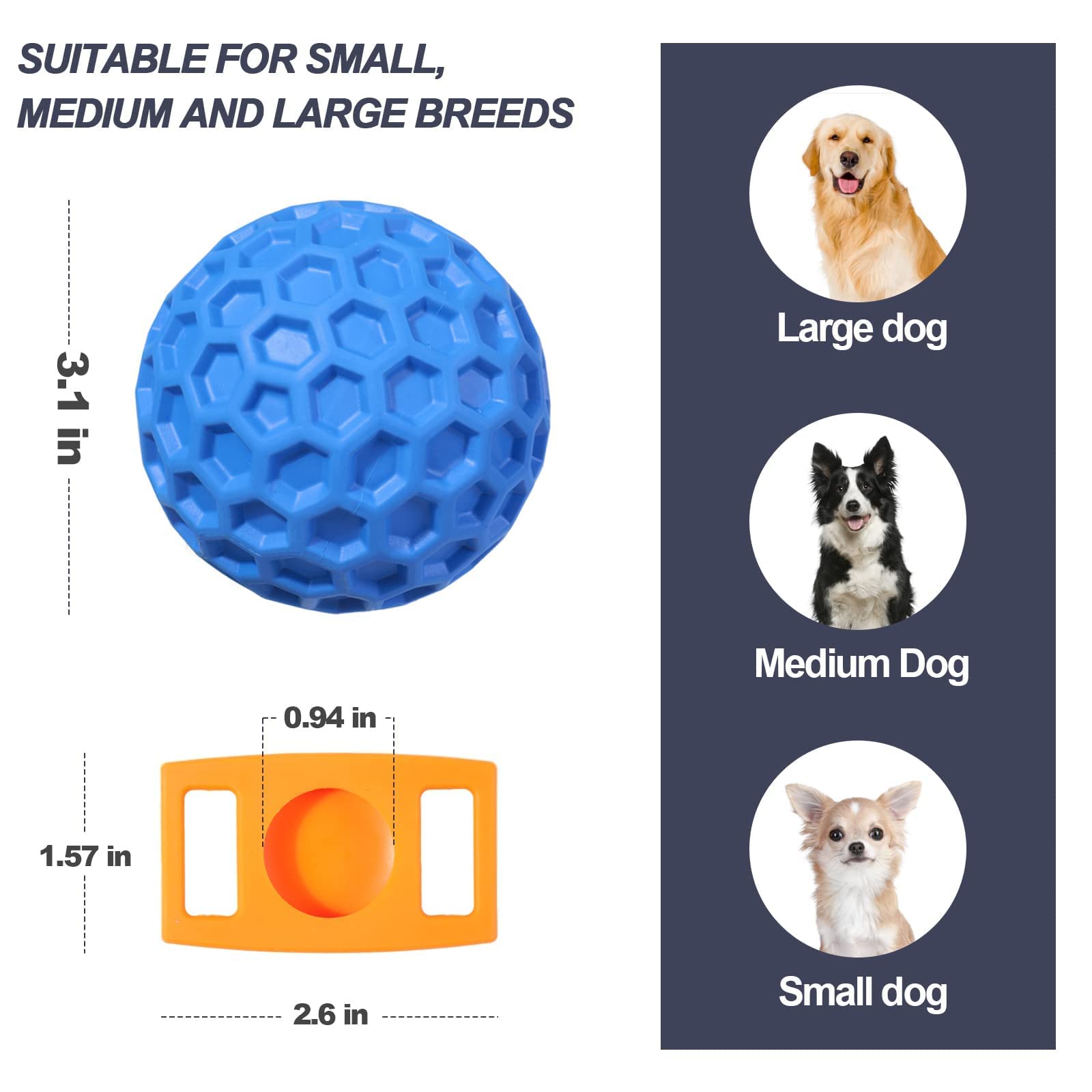 **Durable Natural Rubber Squeaky Dog Balls for Aggressive Chewers – 3.1-Inch Chew Toys for Large & Medium Dogs – Teeth Cleaning & Anxiety Relief – Interactive Play & Training (Blue)**    *(Perfect for Fetch, Training, and Keeping Your Dog Entertained Indoors & Outdoors)*