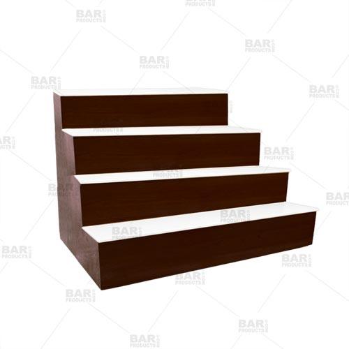 BarConic® 4-Tier LED Liquor Bottle Display Shelf - Mahogany Wood Bar Cabinet Organizer with Adjustable Shelves | Perfect for Home Bars, Restaurants & Retail Stores